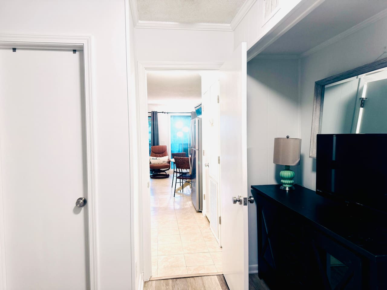 Bedroom doorway (the villa entrance is through the bedroom)
