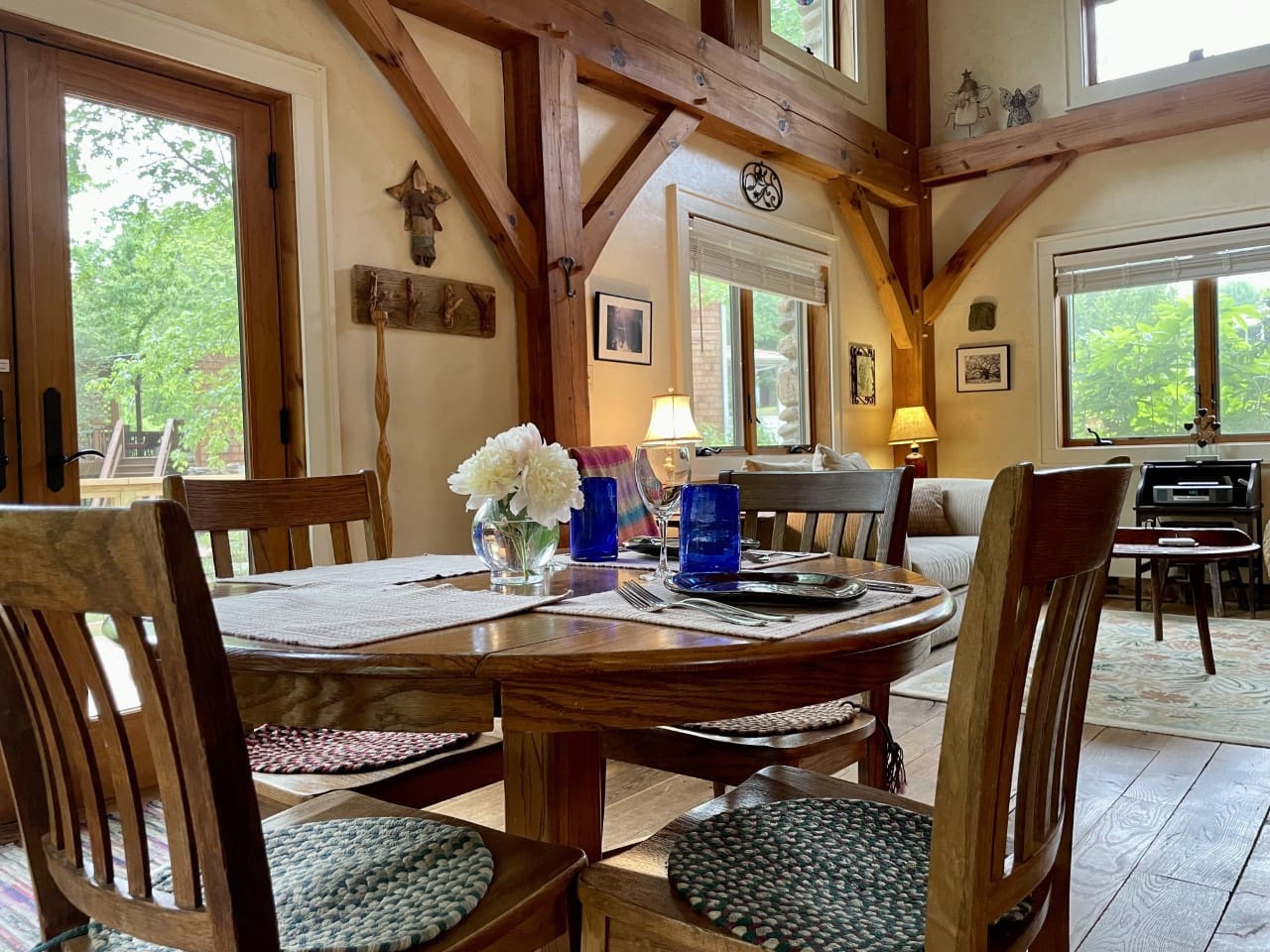 A small table for two is ready for a nice meal.  