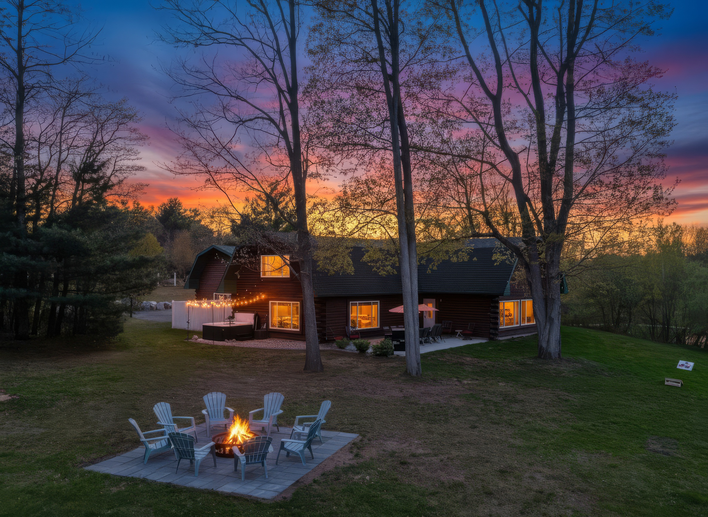 View of firepit side of our home.