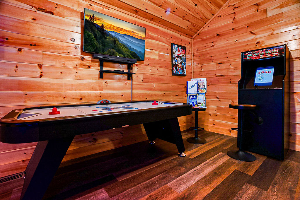 Hangout with the family and enjoy your favorite shows or play some air hockey or arcade games!