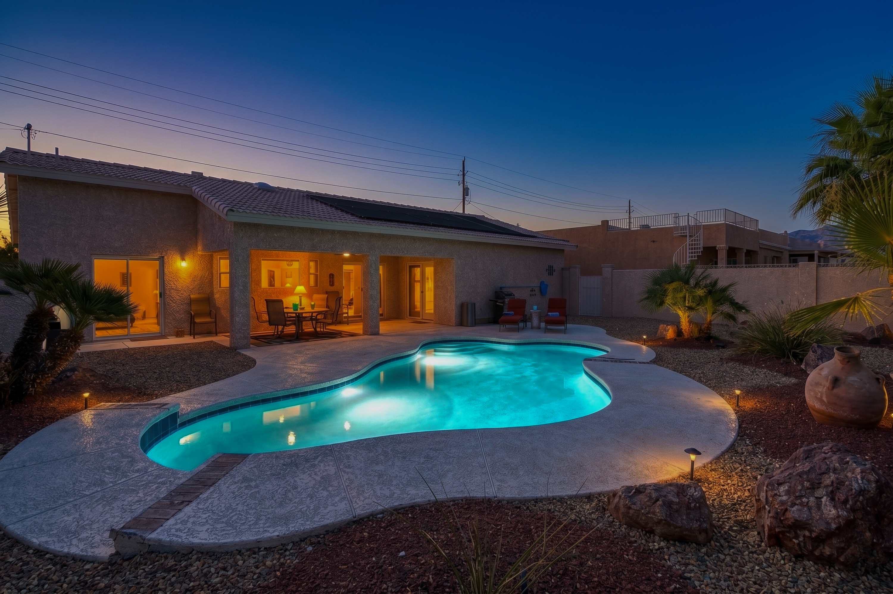 Evening Pool Features
