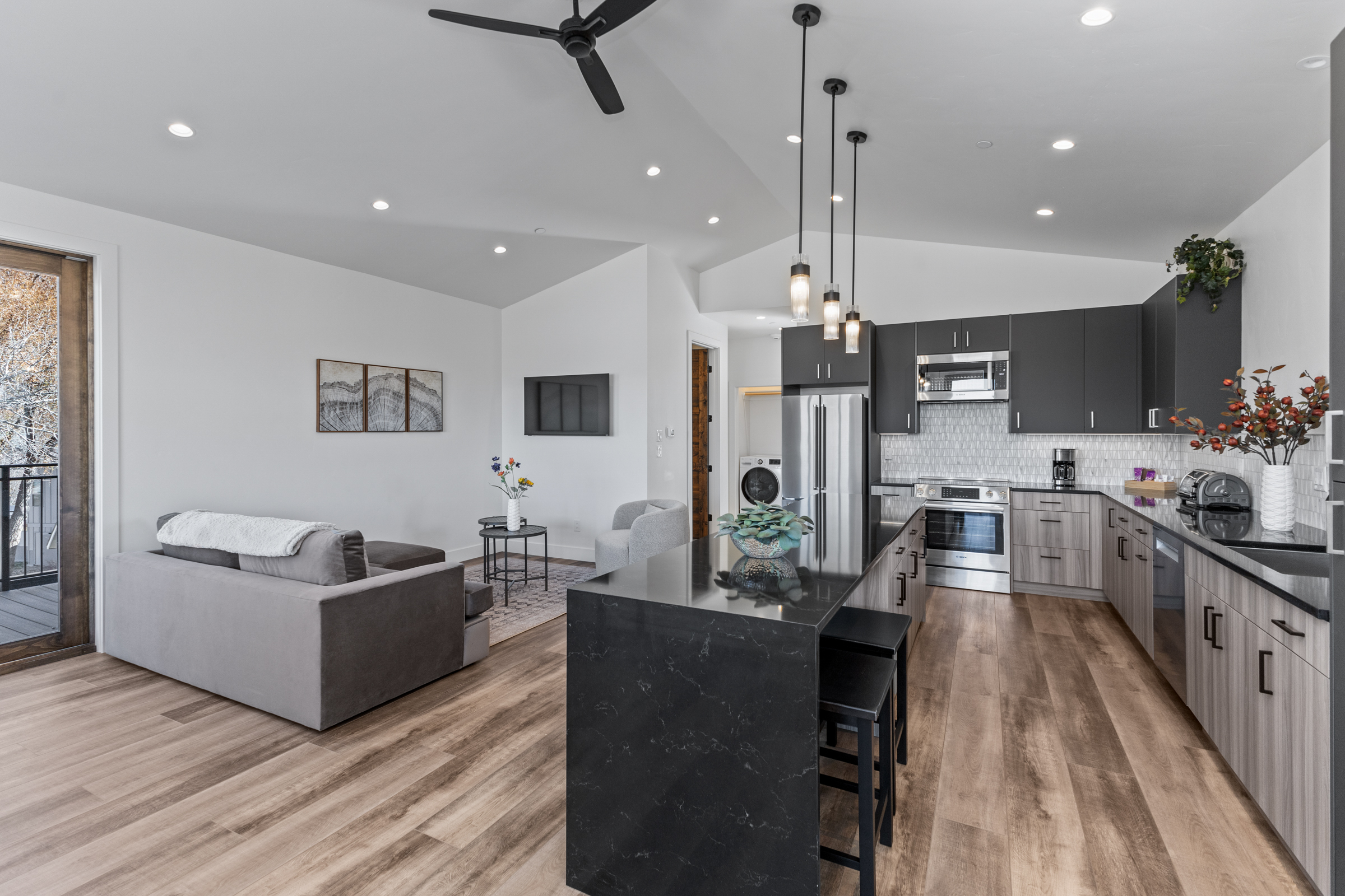 Full Kitchen- Living Room View