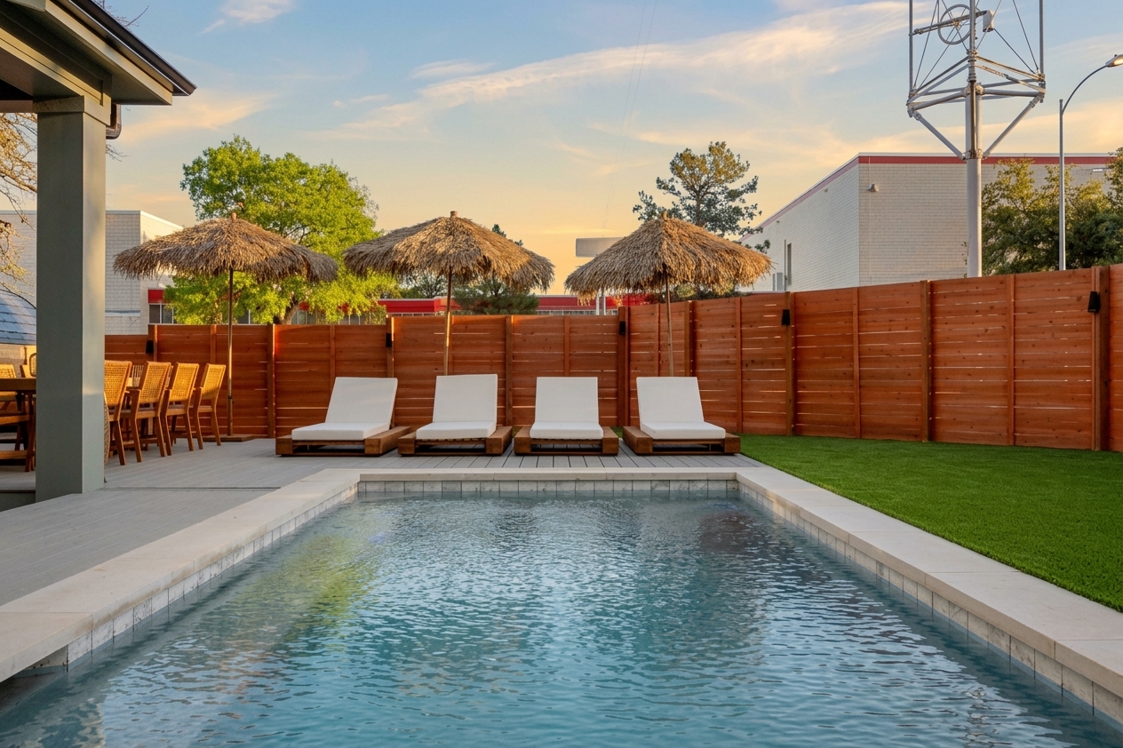 Private pool with lounge chairs—perfect for relaxing under the sun