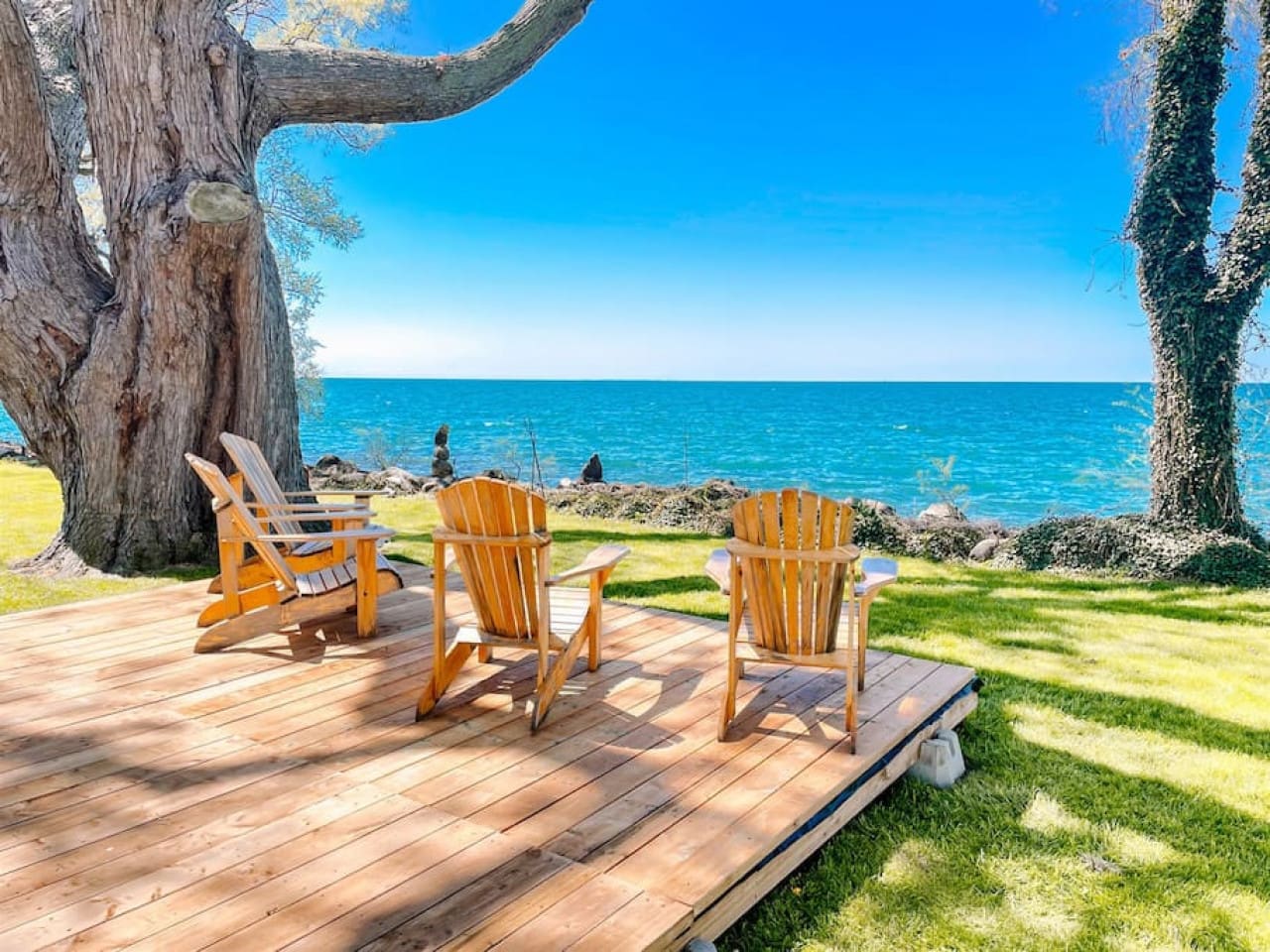 The deck off the back door