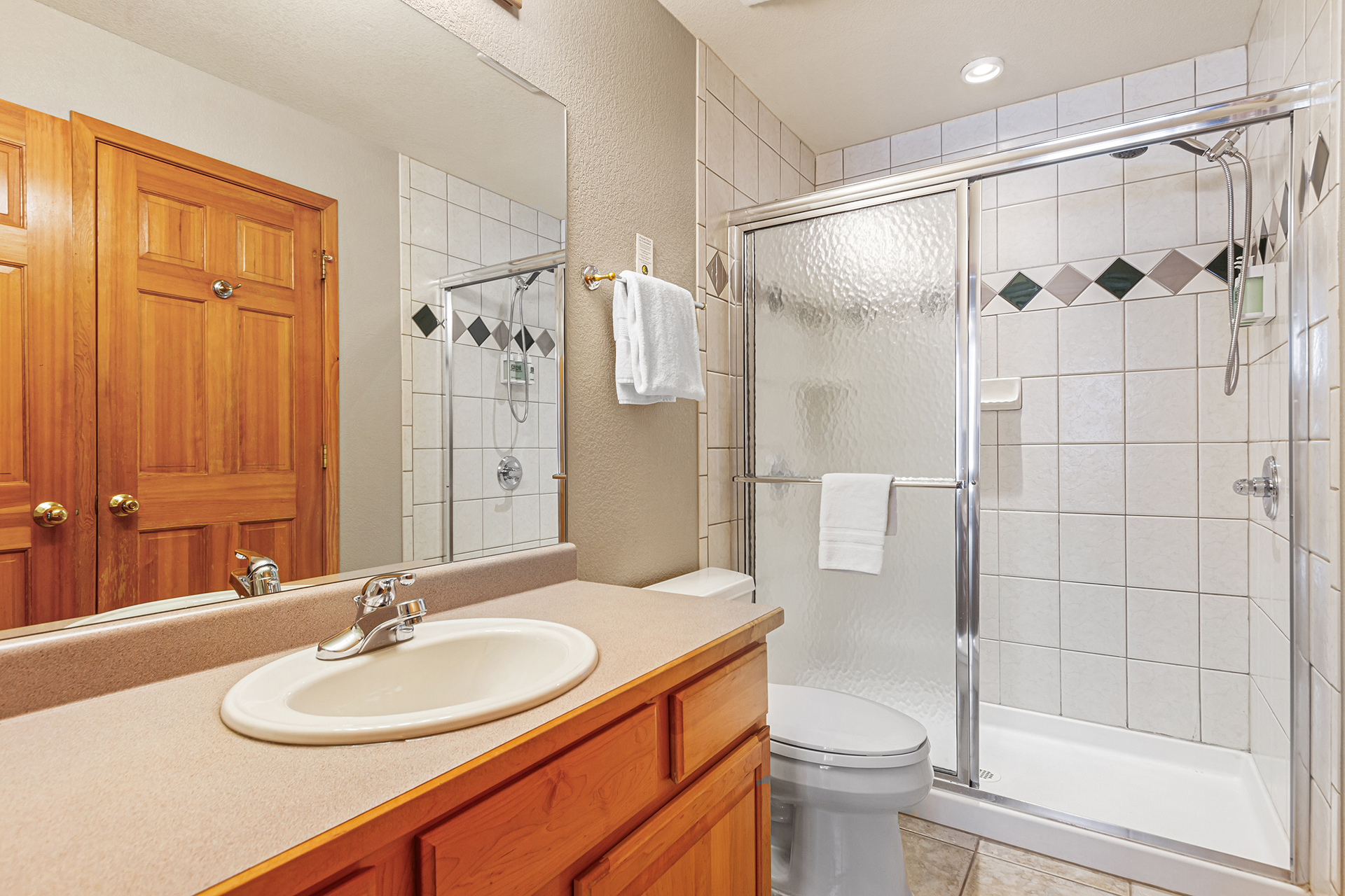 Master bathroom with separate shower
