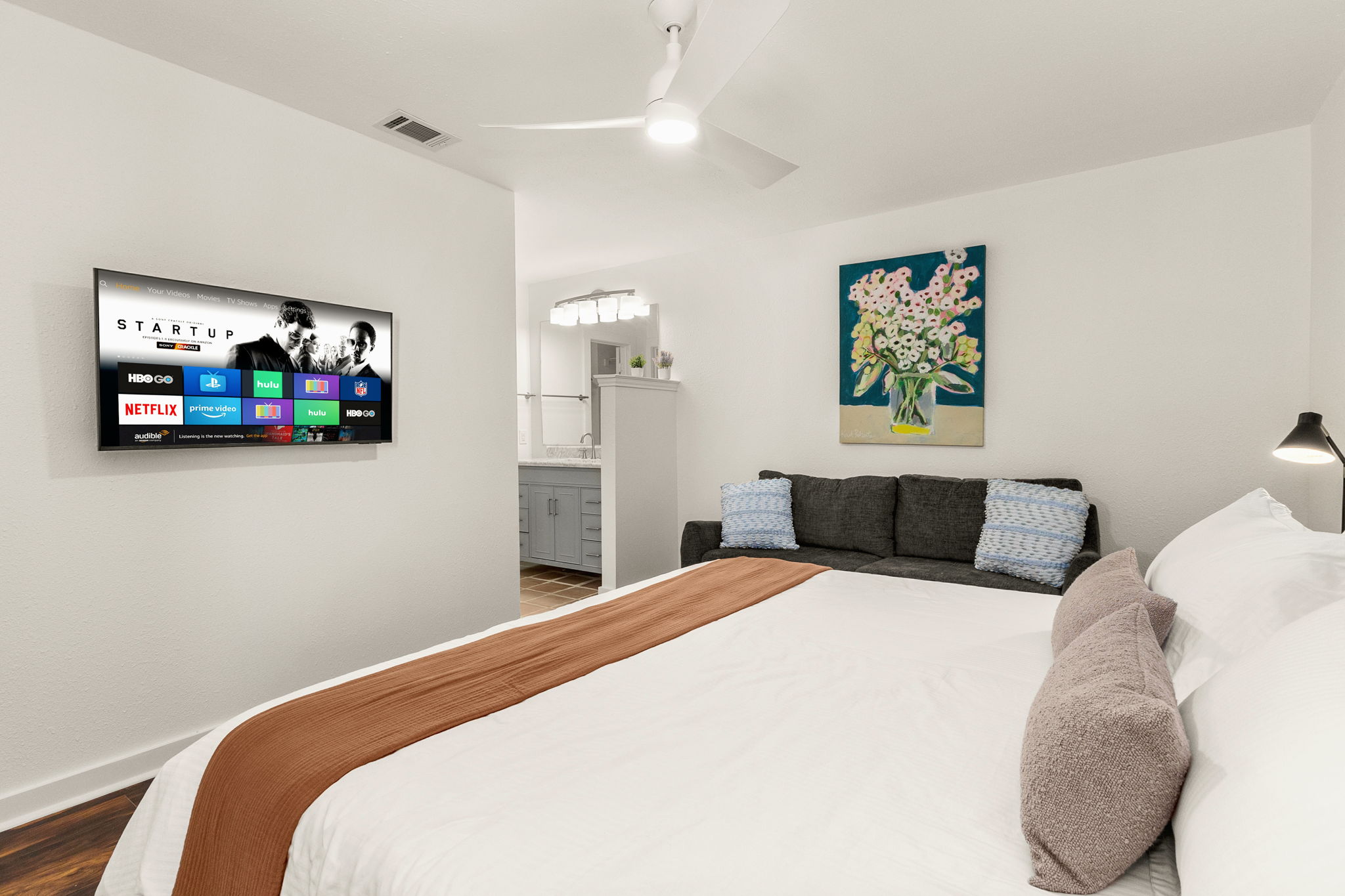 Bedroom with plush bedding and inspired décor for peaceful sleep