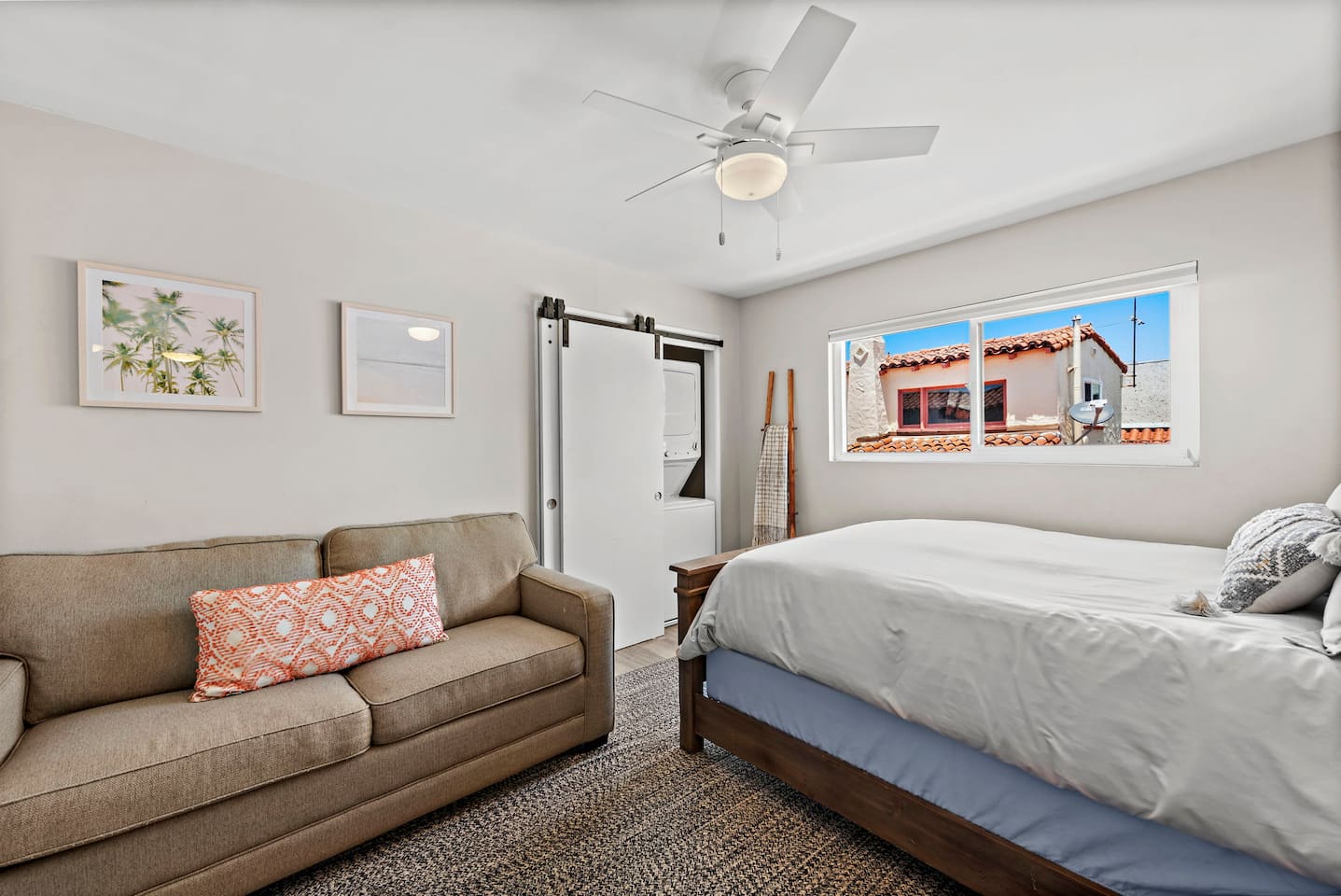 Our second bedroom has a queen bed and a very comfortable memory foam sofabed.  The plush rug in here also makes this room very comfortable for kids to play.