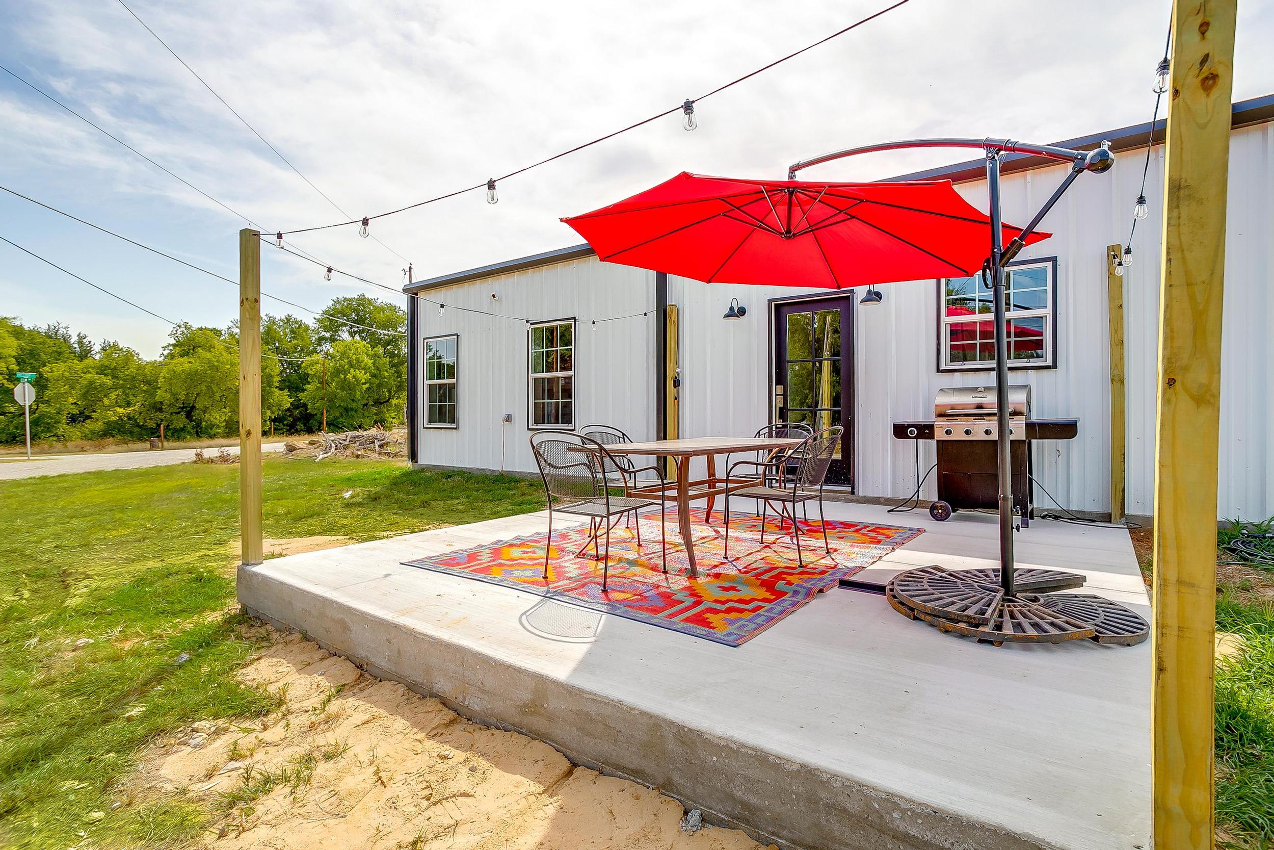 Outdoor grill and dining table for meal time!