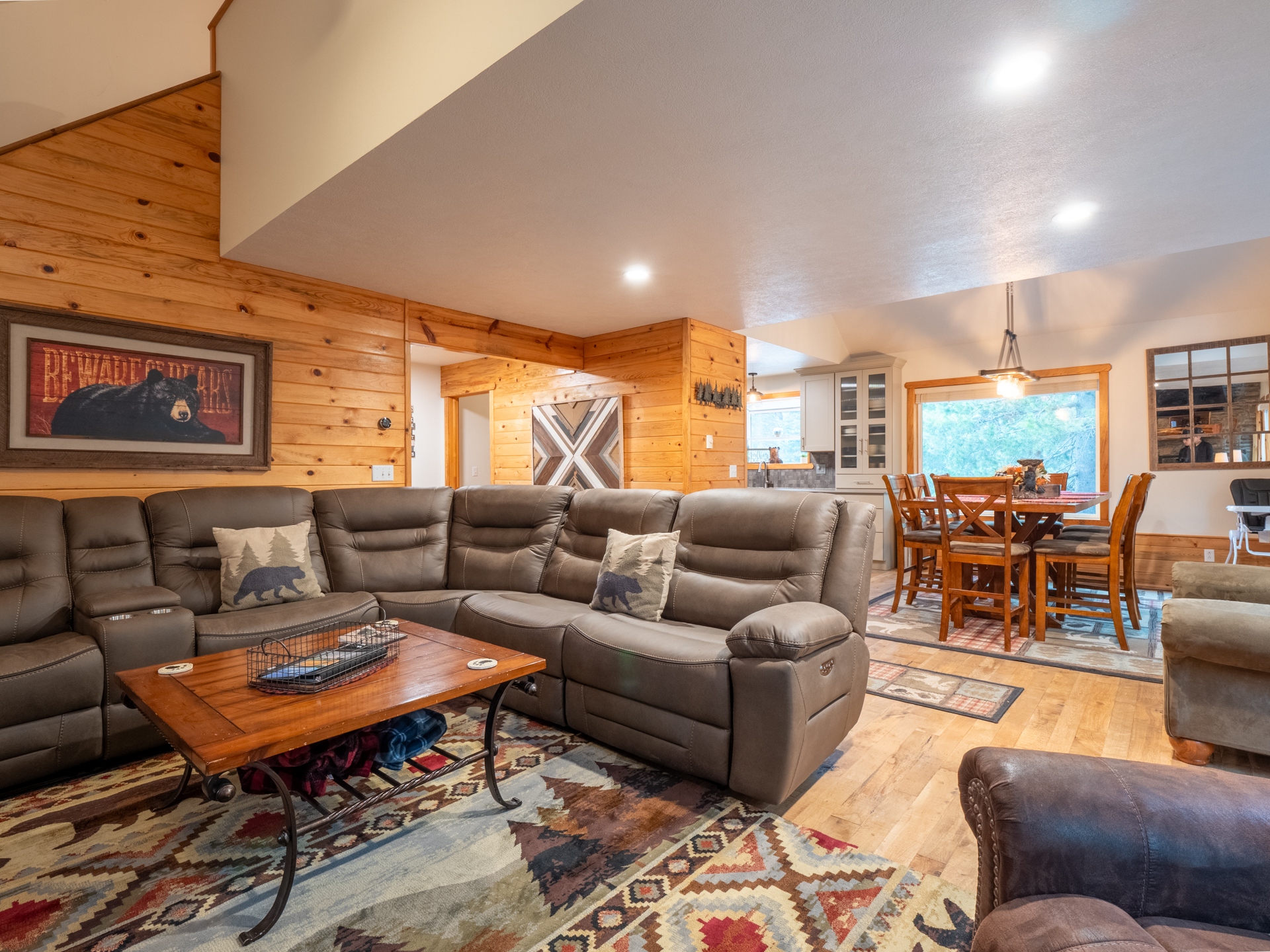 Dining overlooking the open concept living area.