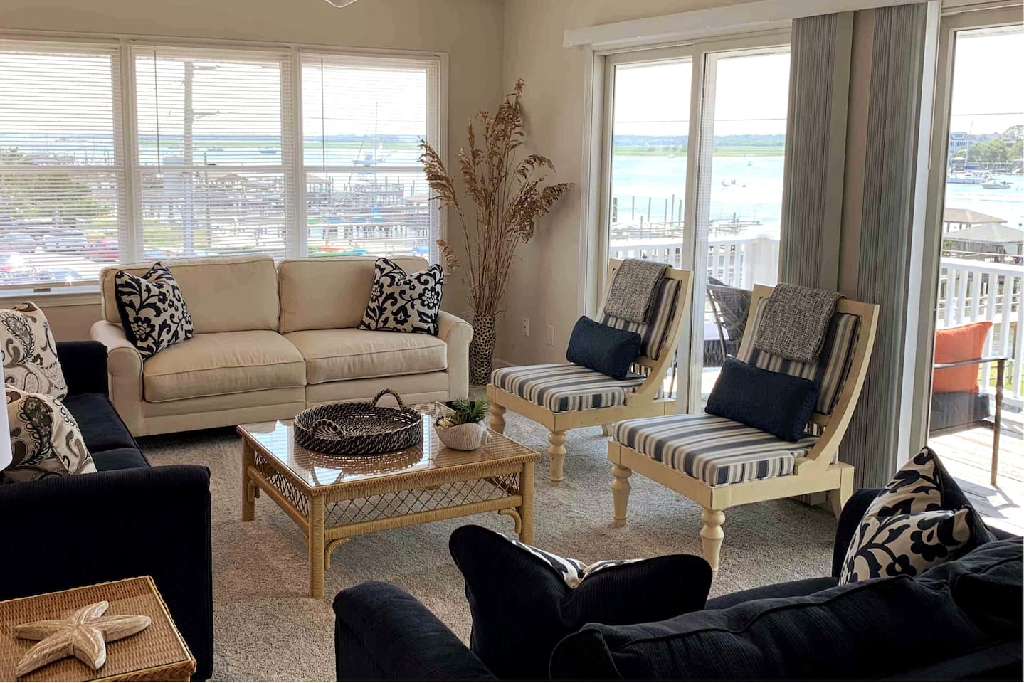 Upstairs Living Area with Panoramic Waterfront View of Banks Channel 