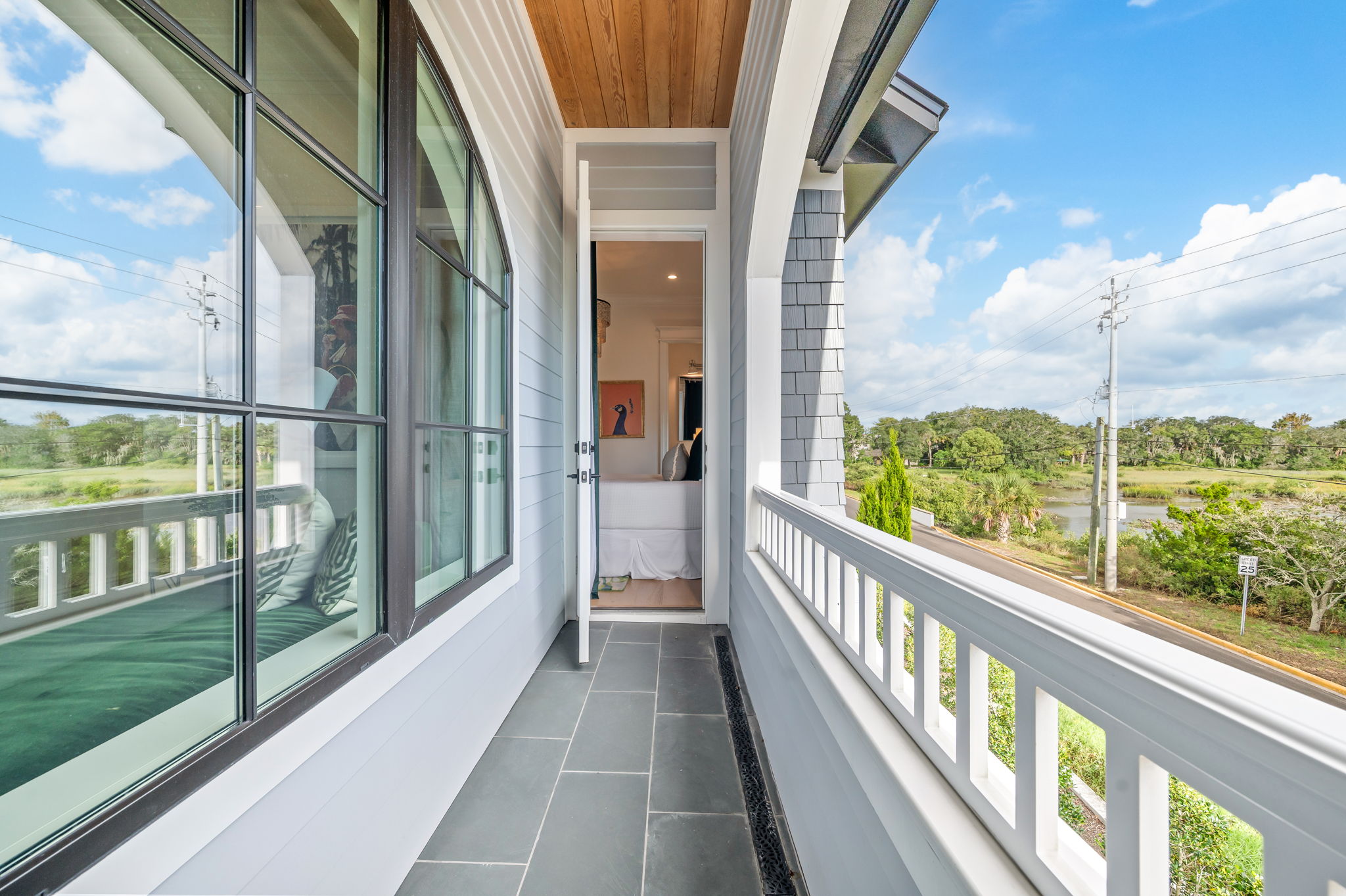 Private balcony, marsh and river view