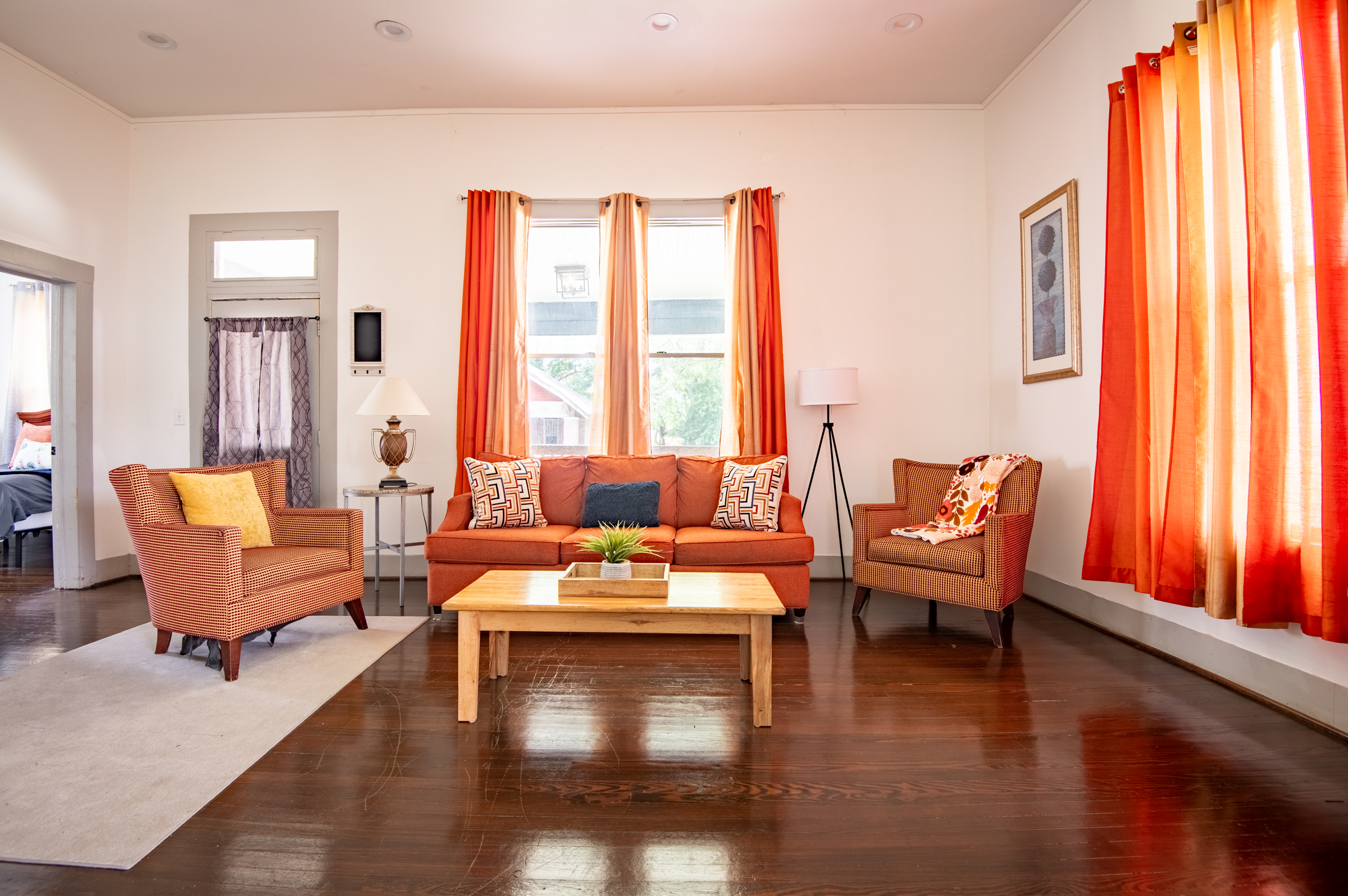 Bright, big windows and an open layout create a welcoming place to relax, swap stories from the day, or simply enjoy a quiet evening at home.