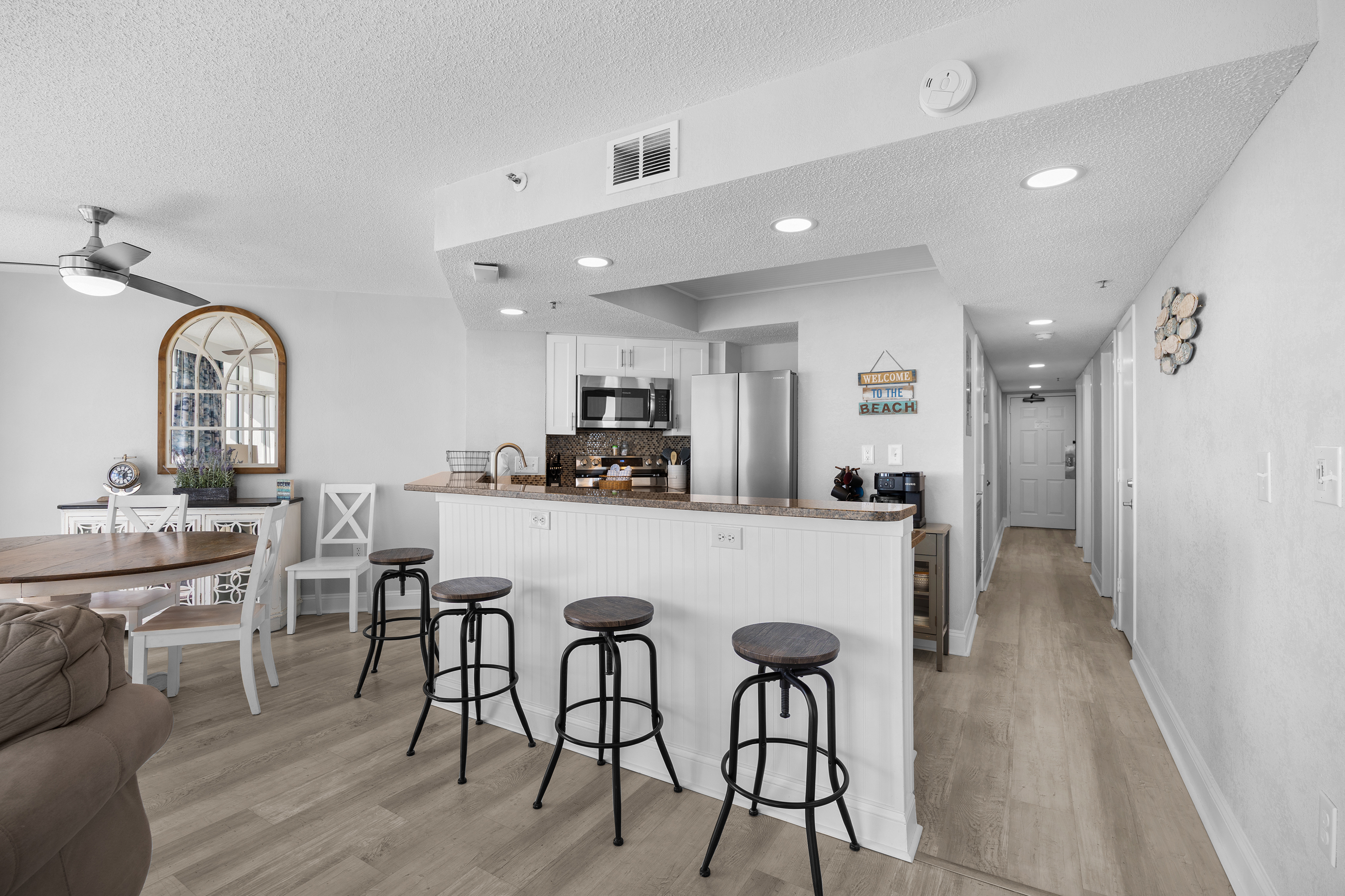 Extra seating at the counter—perfect for morning coffee, quick bites, or keeping the cook company.