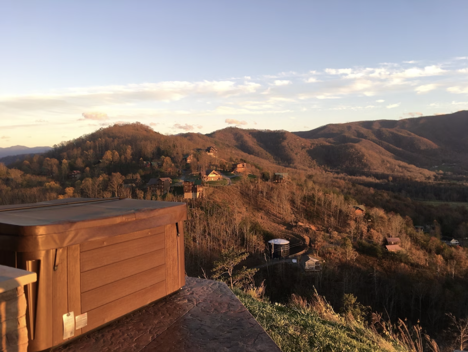 The views from the hot tub are nearly 360 degrees of gorgeous mountains