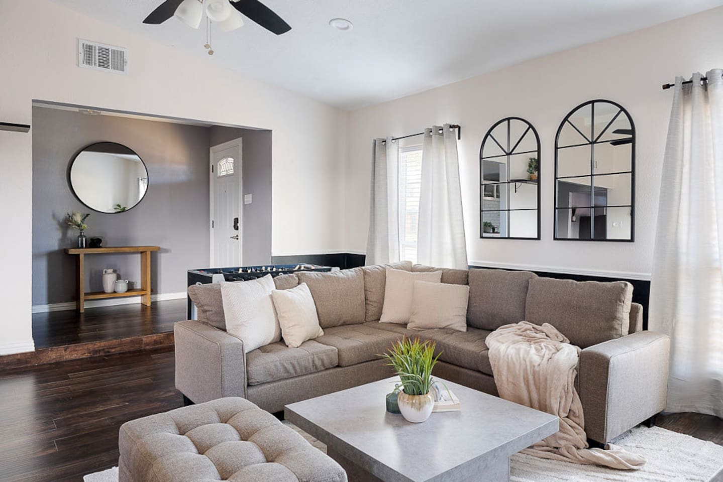 Find relaxation on the comfortable couch next to the 65" HDTV with a myriad of streaming options for your enjoyment