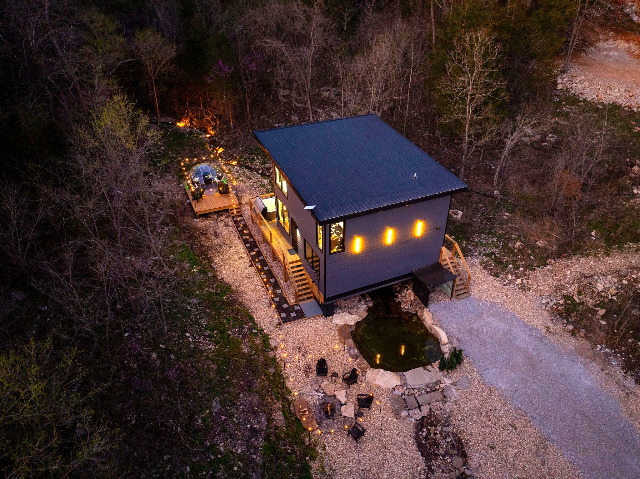 Enjoy the natural surroundings of the modern retreat and its private amenities, perfect for couples and small group getaways