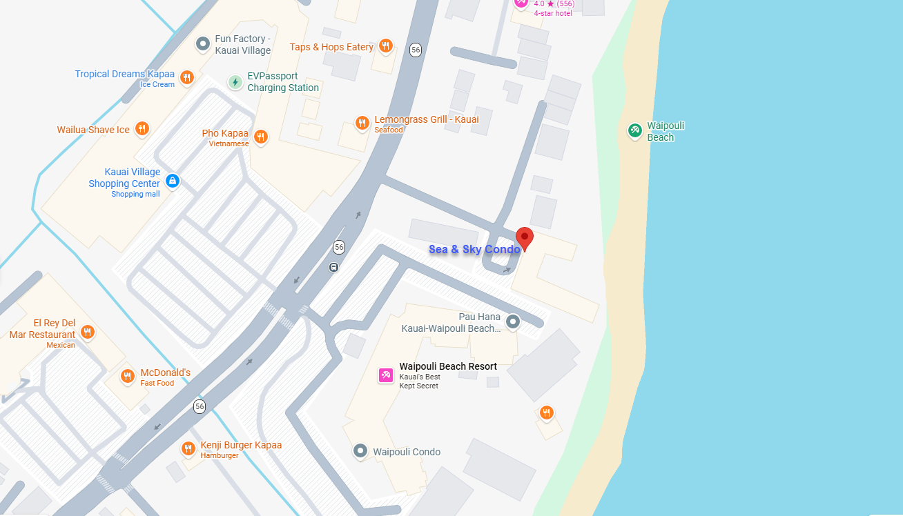 Beachfront complex of Kauai Kailani