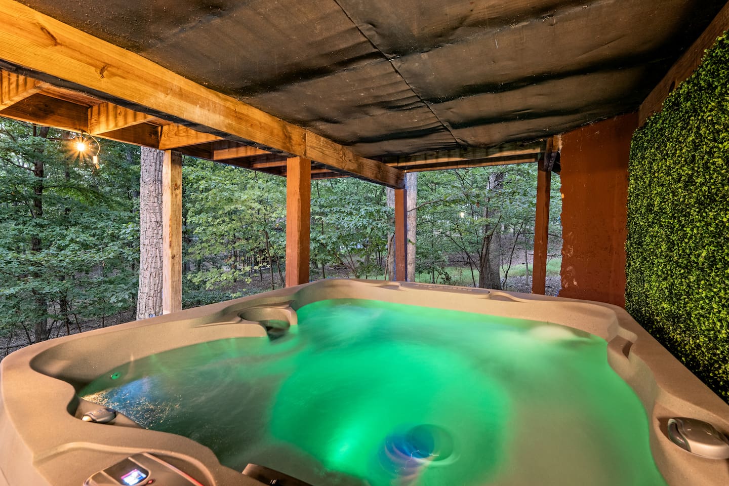 A wise man once said "nights out at the hot tub with view into the woods are the best way to spend a vacation."