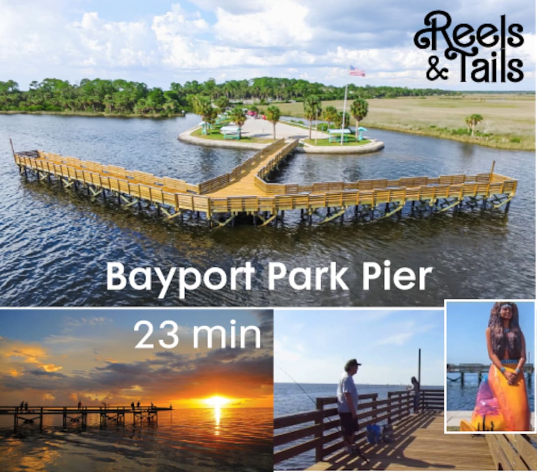 Bayport Park 23 minute drive. Relax at this 3-acre park with a boardwalk, fishing pier, picnic pavilions, and twin boat ramps. Here you can find a mermaid statue that is part of the enchanted "Mermaid Tale Trail" comprised of 27 mermaid statues.
