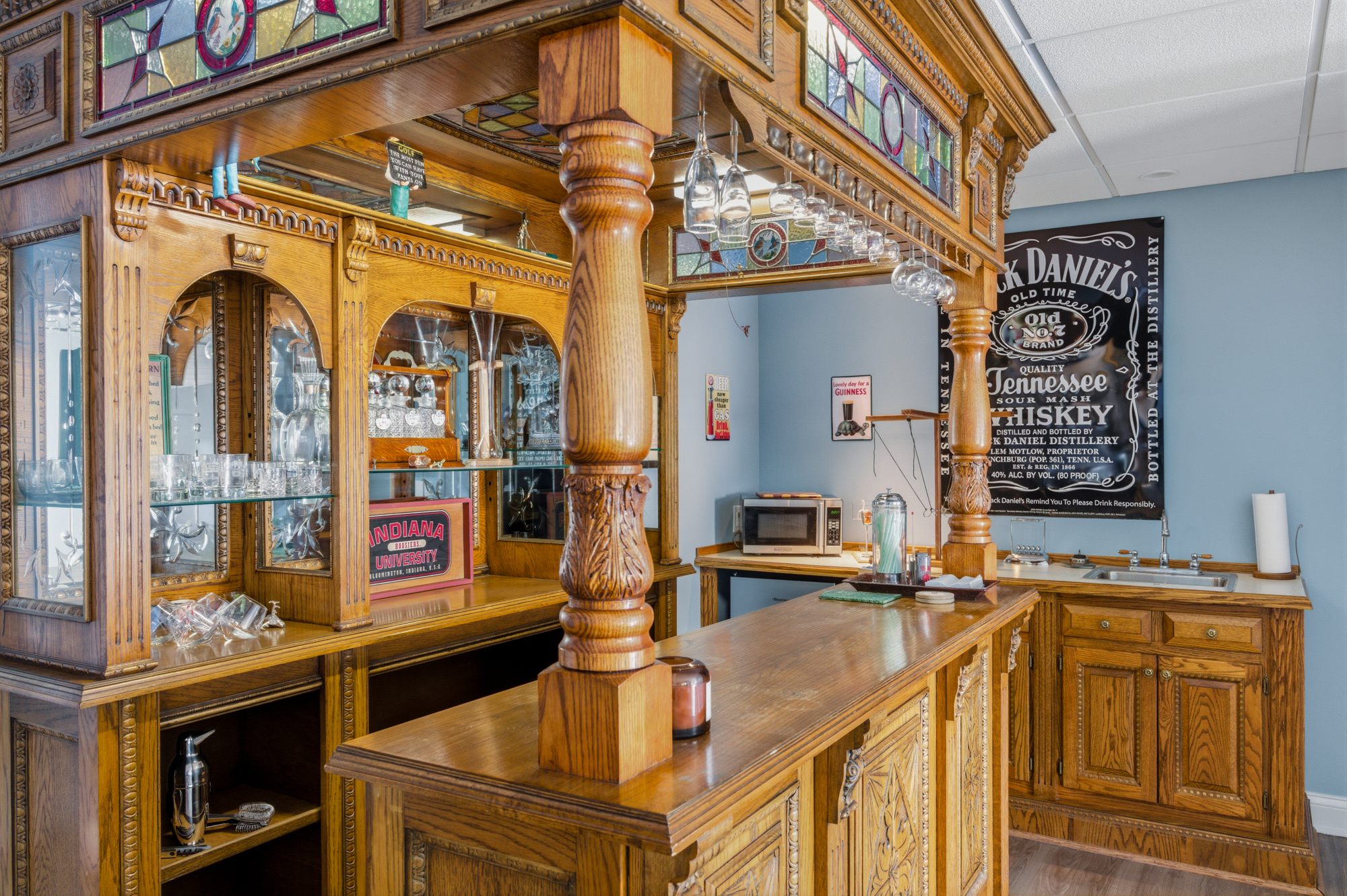 Hand-carved bar imported from Holland