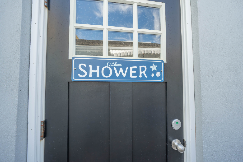 Convenient outdoor shower area, ideal for rinsing off after the beach. Provides an easy way to clean up sand and salt before heading inside, helping keep the interior fresh and comfortable during coastal stays.