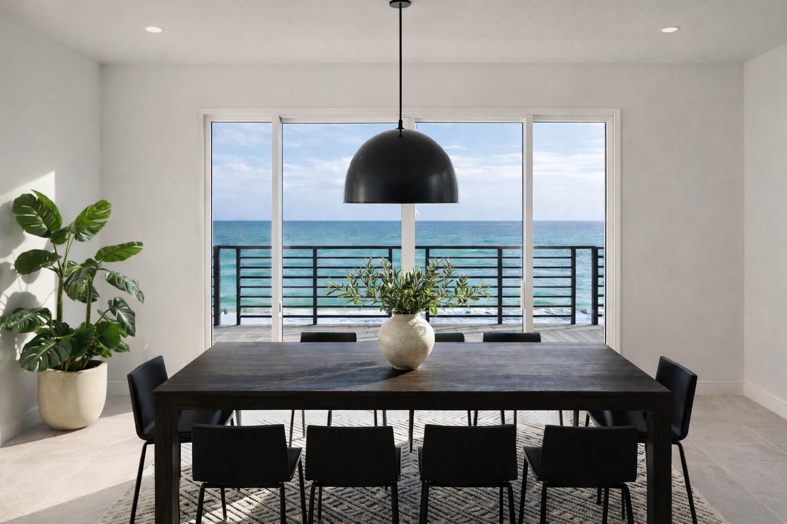 Gather here for long meals, laughter, and stories — just steps from ocean air and water views.