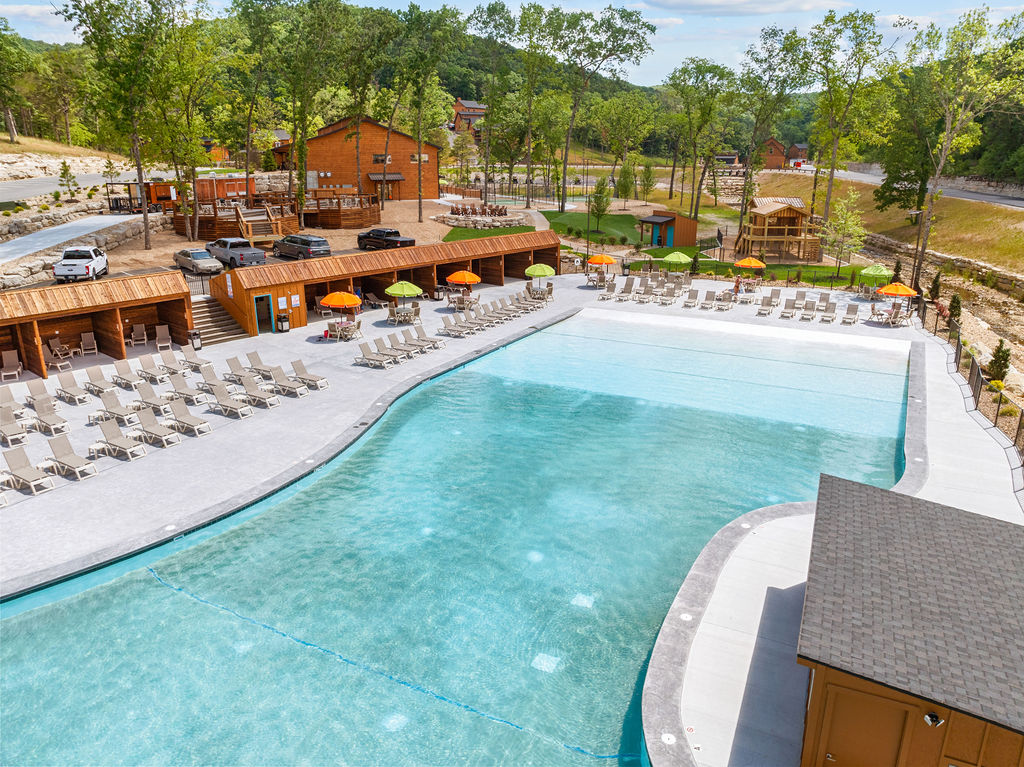 The outdoor pool is massive - and they say will be open well past Labor Day!