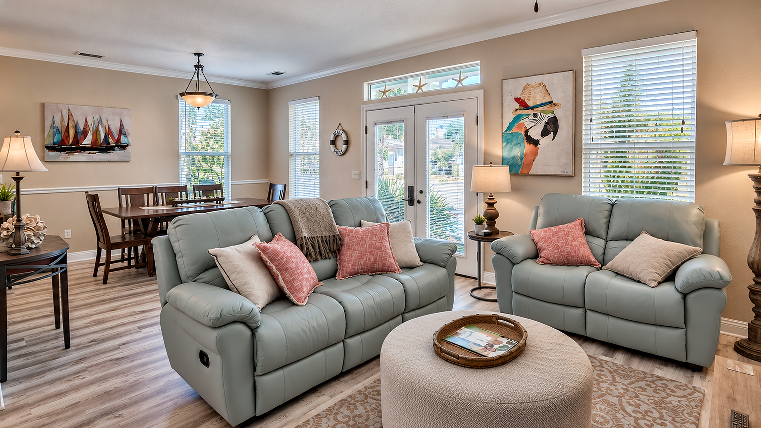 Cozy living space with reclining sofa.