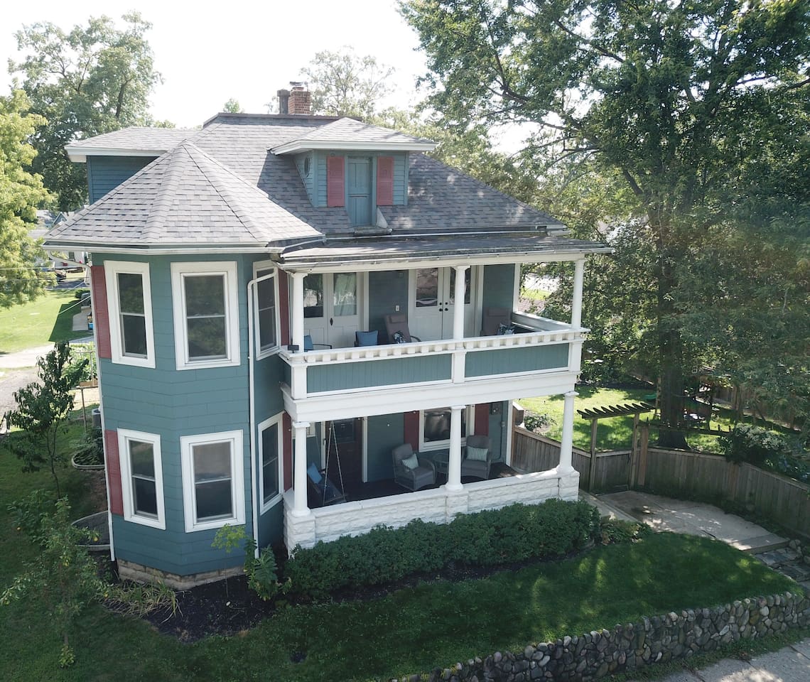 Wanderer's Rest offers a covered balcony, covered porch, private fenced yard and lovely garden area out back.