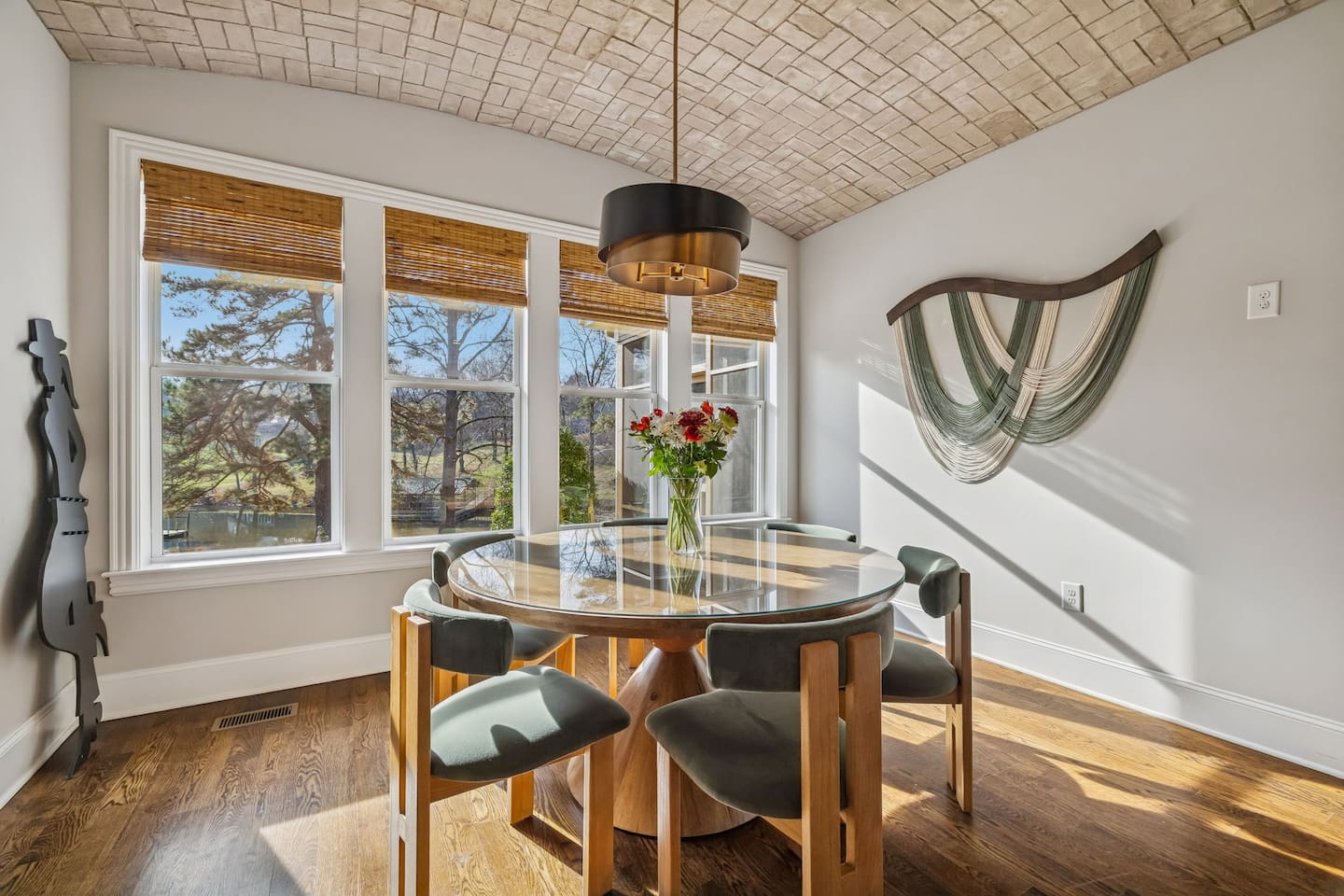 Dining area with views of the lake