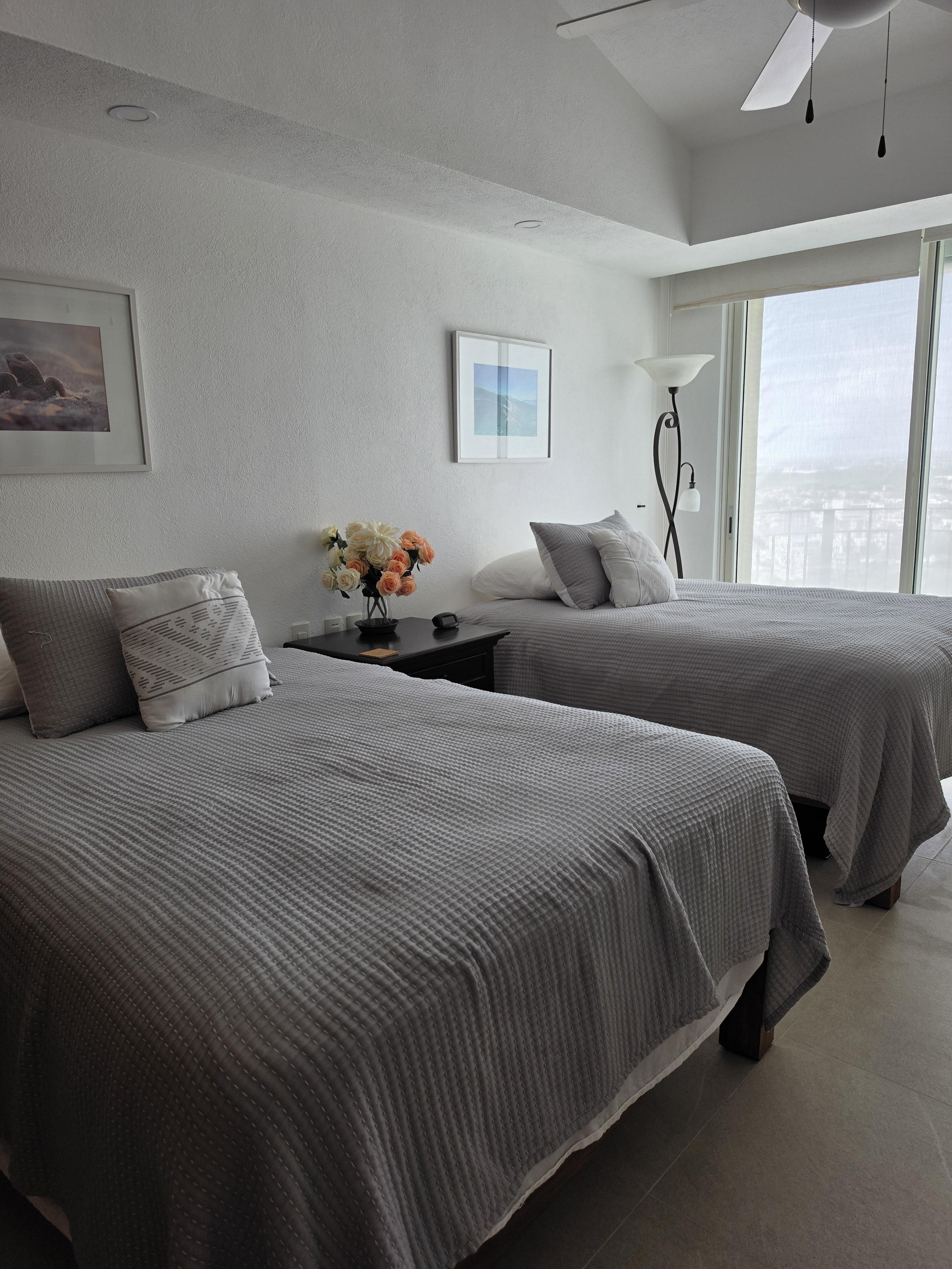 Bedroom 3- with 2 Queen size bed with mountain views and large smart TV