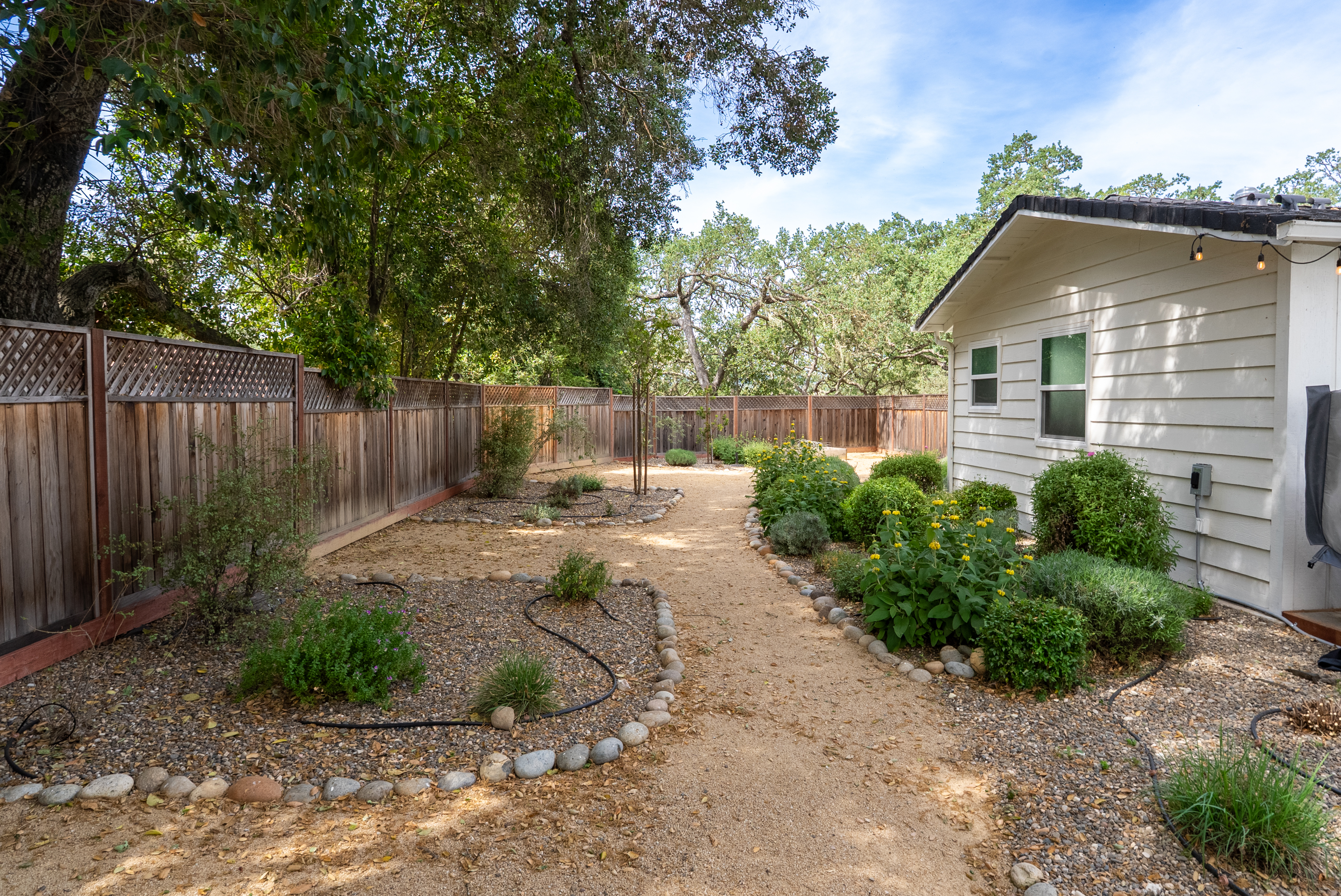 Stroll through the garden path and enjoy the native blooms and quiet shade.