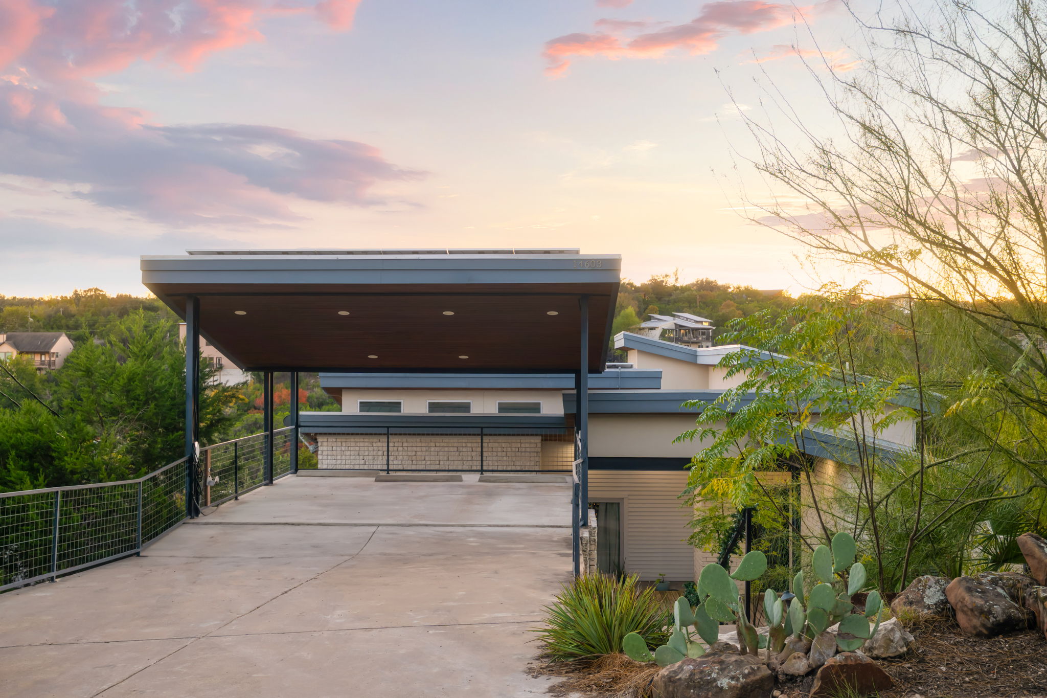 Sunset views along the driveway approach