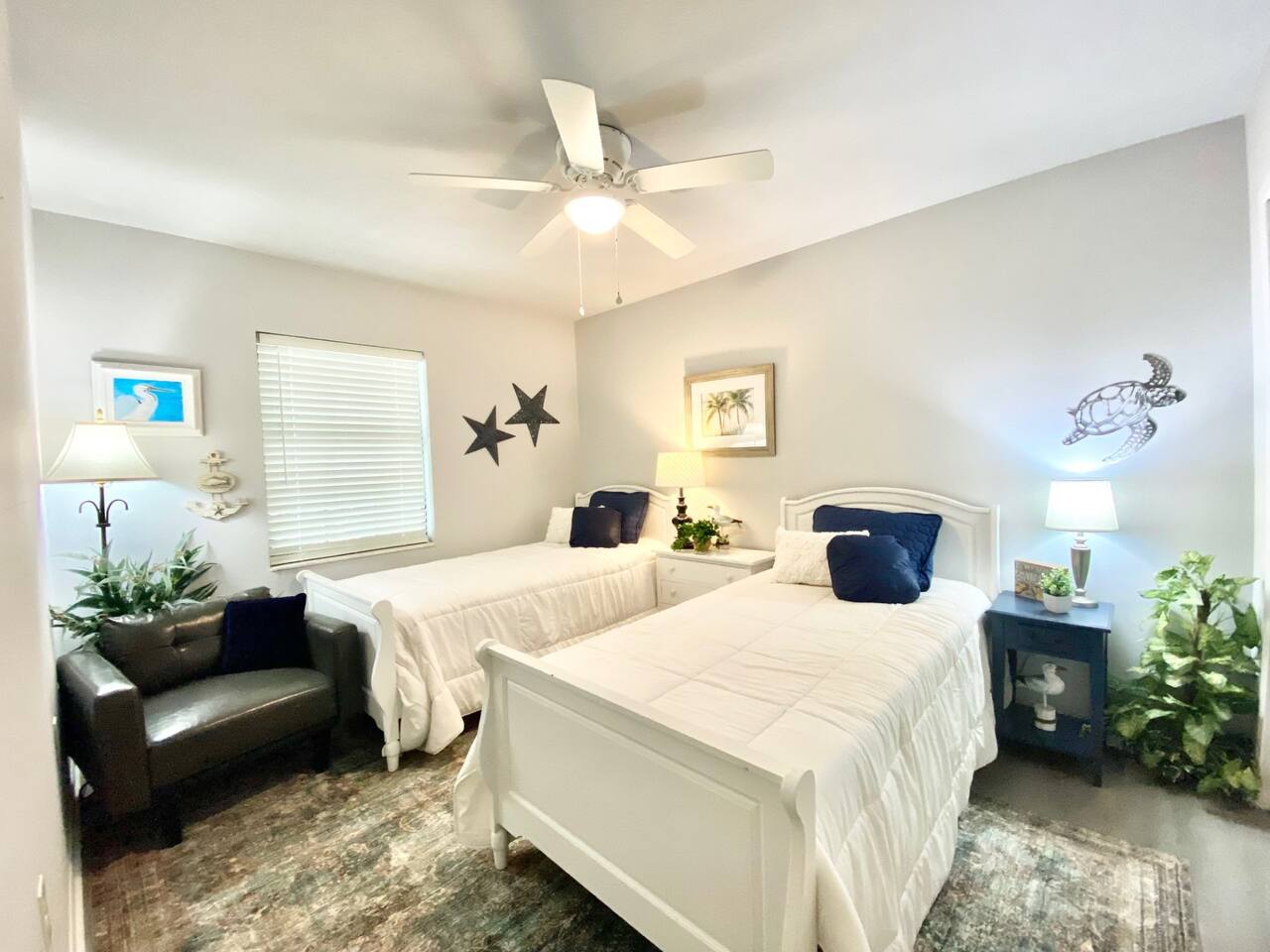 Bedroom #3 is cheerful and features two comfortable twin beds.