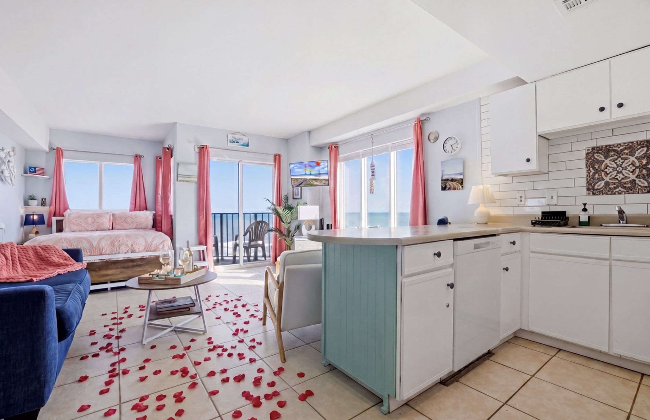Designed with couples in mind, Sunrise Suite blends oceanfront views, soft lighting, and a calm romantic feel without the cheesy beach theme. It's simple, elevated, and intentionally styled for connection, rest, and quiet luxury. ⭐