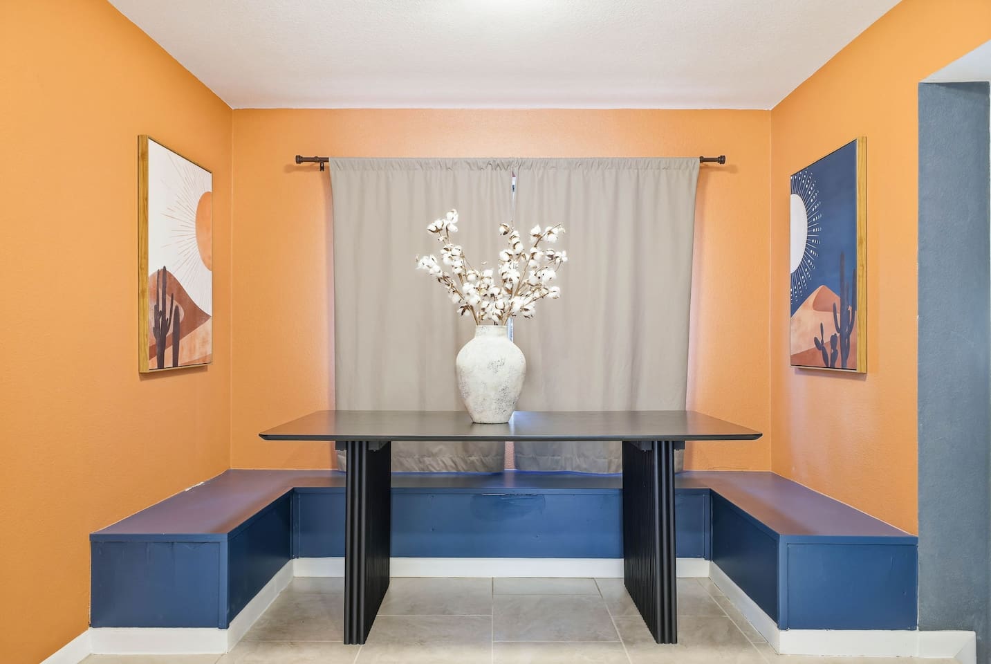 Breakfast nook with views of the backyard; laundry room located to the left