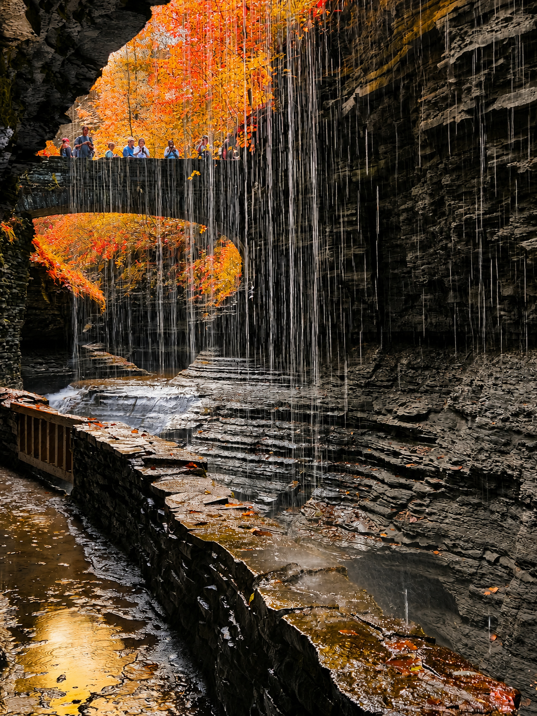 Waterfall and autumn foliage near Watkins Glen in the Finger Lakes