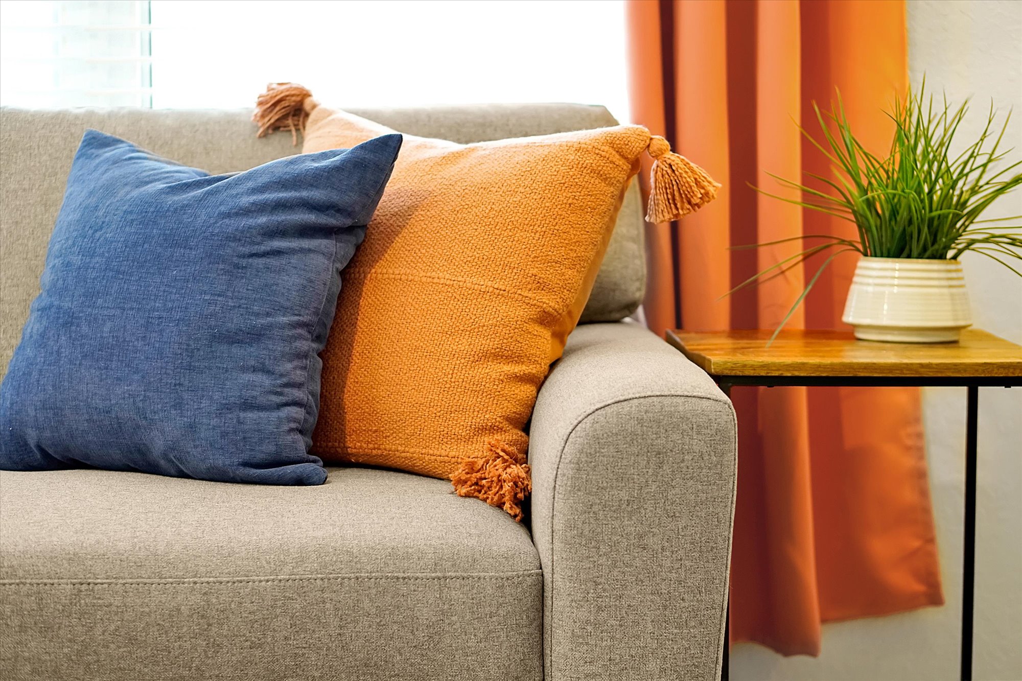 Wrap around couch and pillows