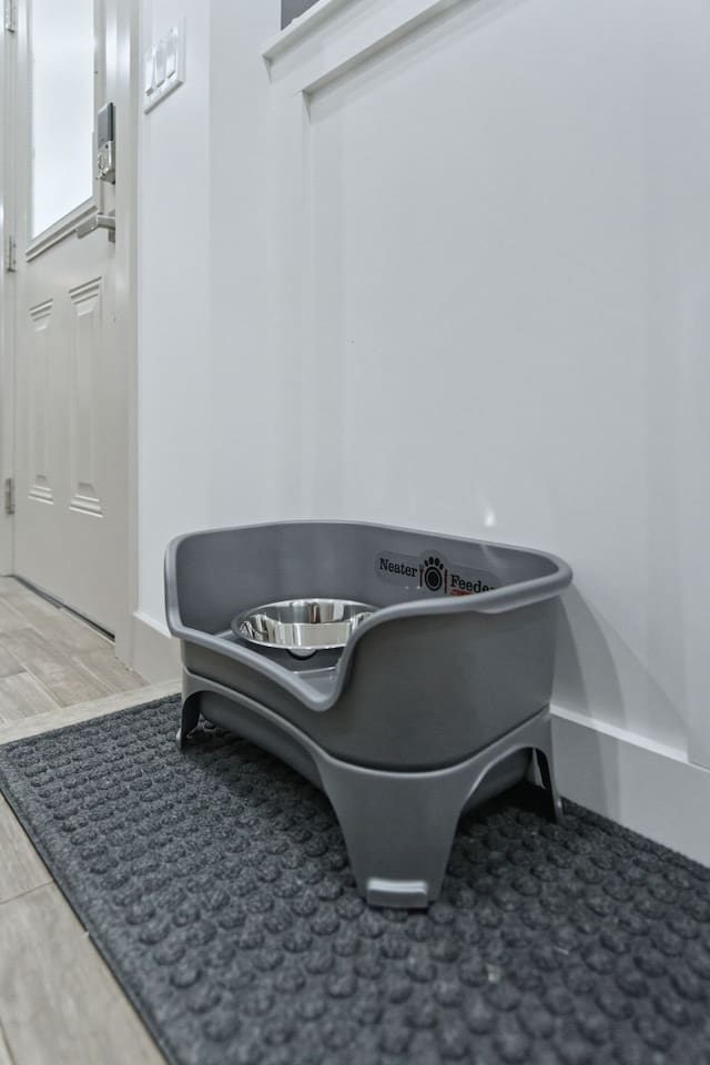 Pet-friendly touch with a convenient feeding station for your furry companion