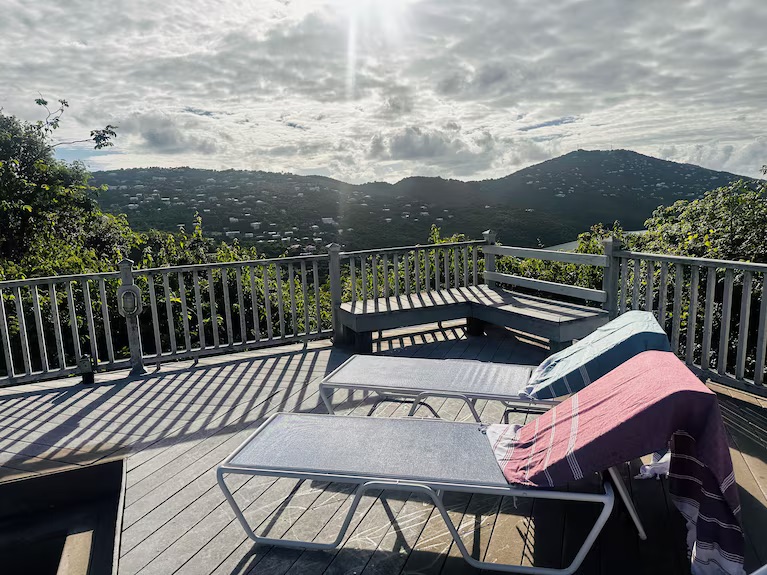 The pool is nestled right in the hills of St. Thomas!