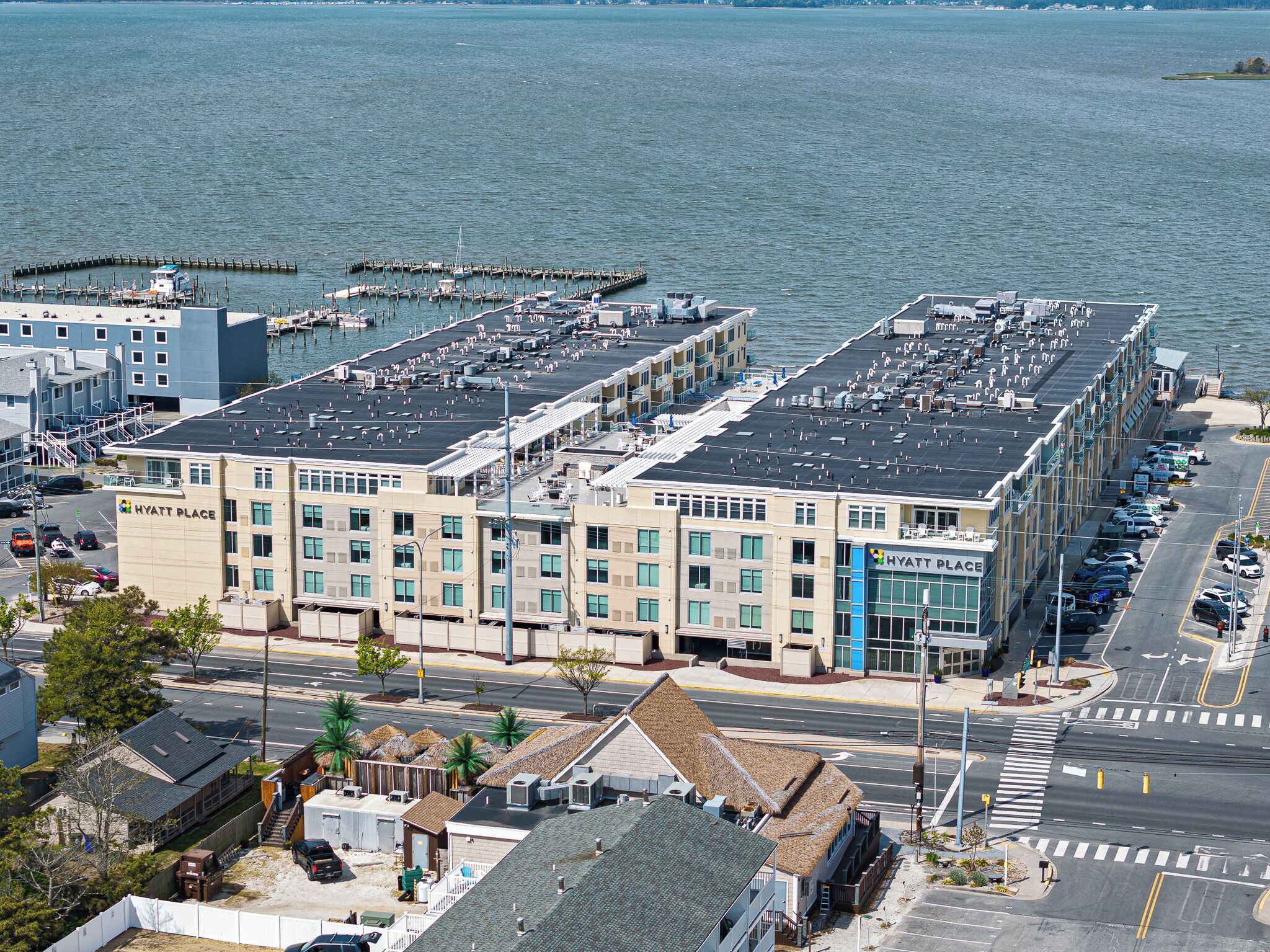 View of condo building on the bay