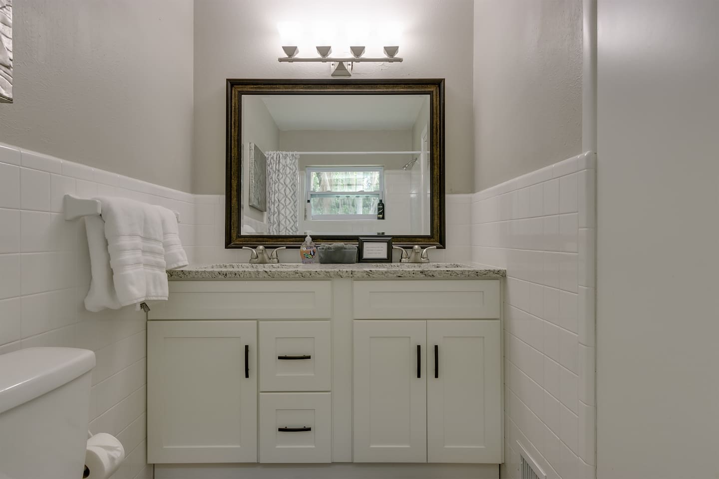 Master Bathroom with Granite and Double Sinks