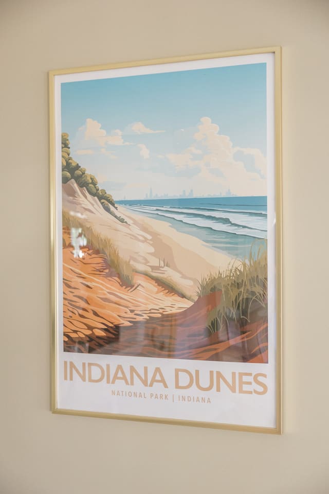 Local art adorns the whole house! Located just 20 mins from the Indiana Dunes National Park. Be sure to go during your visit.