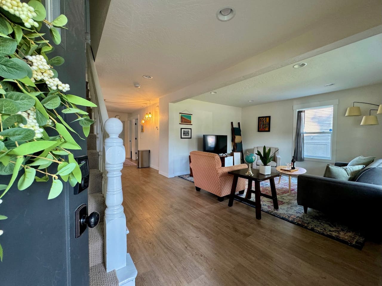 Imagine curling up in this cozy living room for a movie night or perhaps a family game night. We offer board games for our guests to enjoy during their stay with us! 