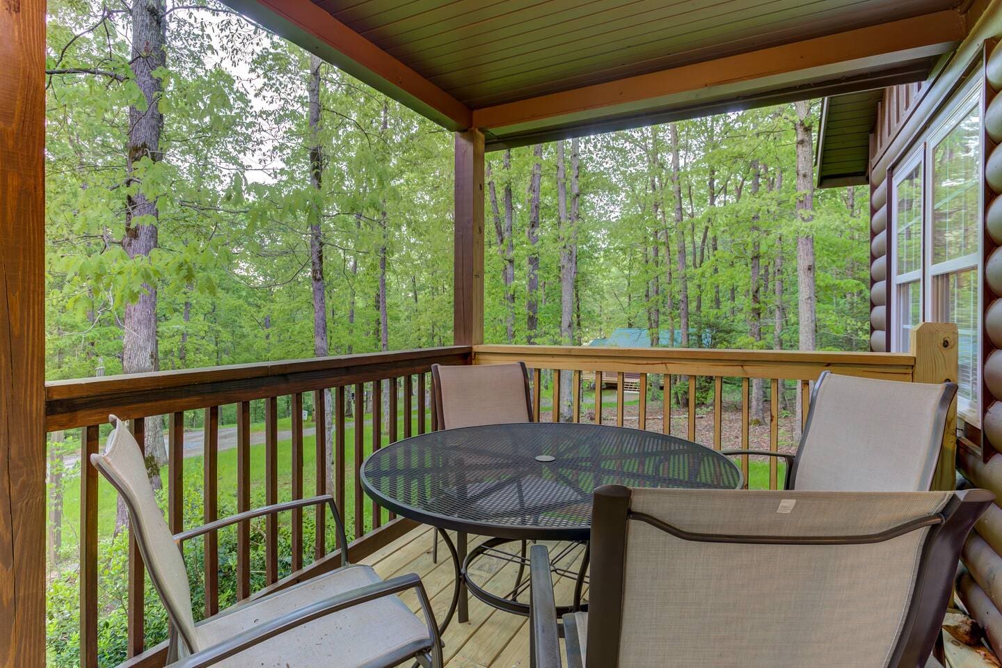 Table on covered porch