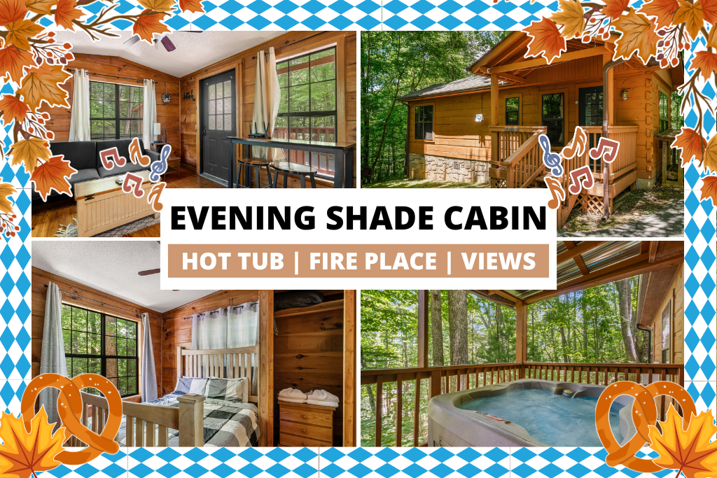 Evening Shade Cabin offers a private getaway with hot tub, fireplace, and serene views.