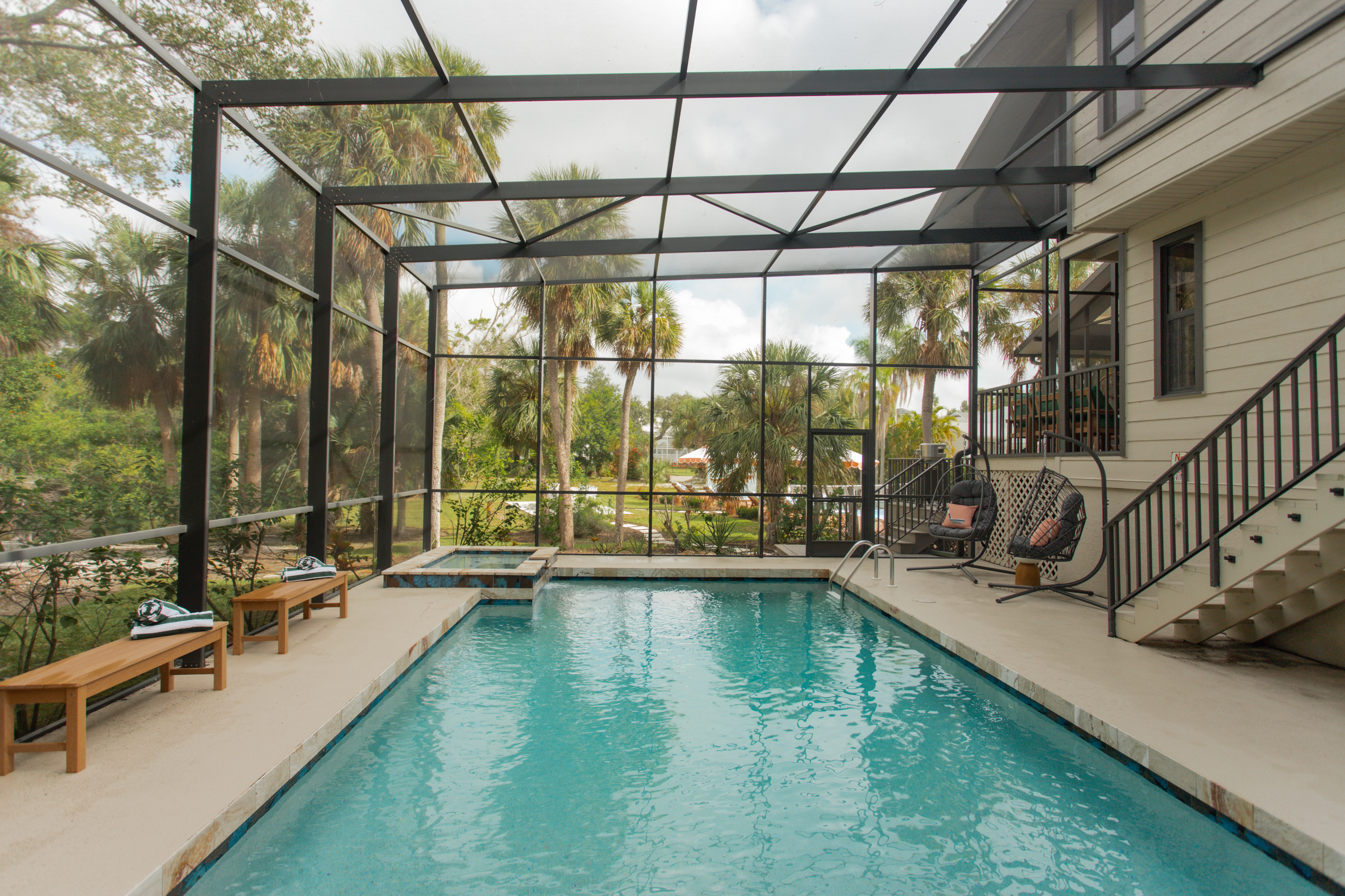 Our saltwater pool is clean, calm, and intentionally simple. No overstyled clutter—just room to float, reset, and recharge.