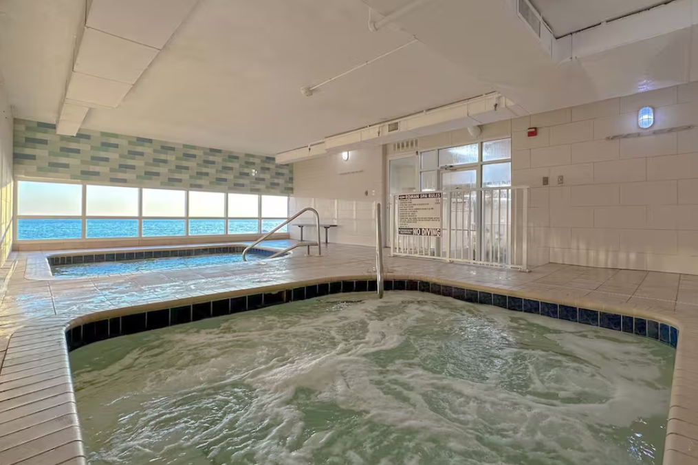 At Tidewater, Guests have access to Two Indoor hot tubs overlooking the Beach and Gulf