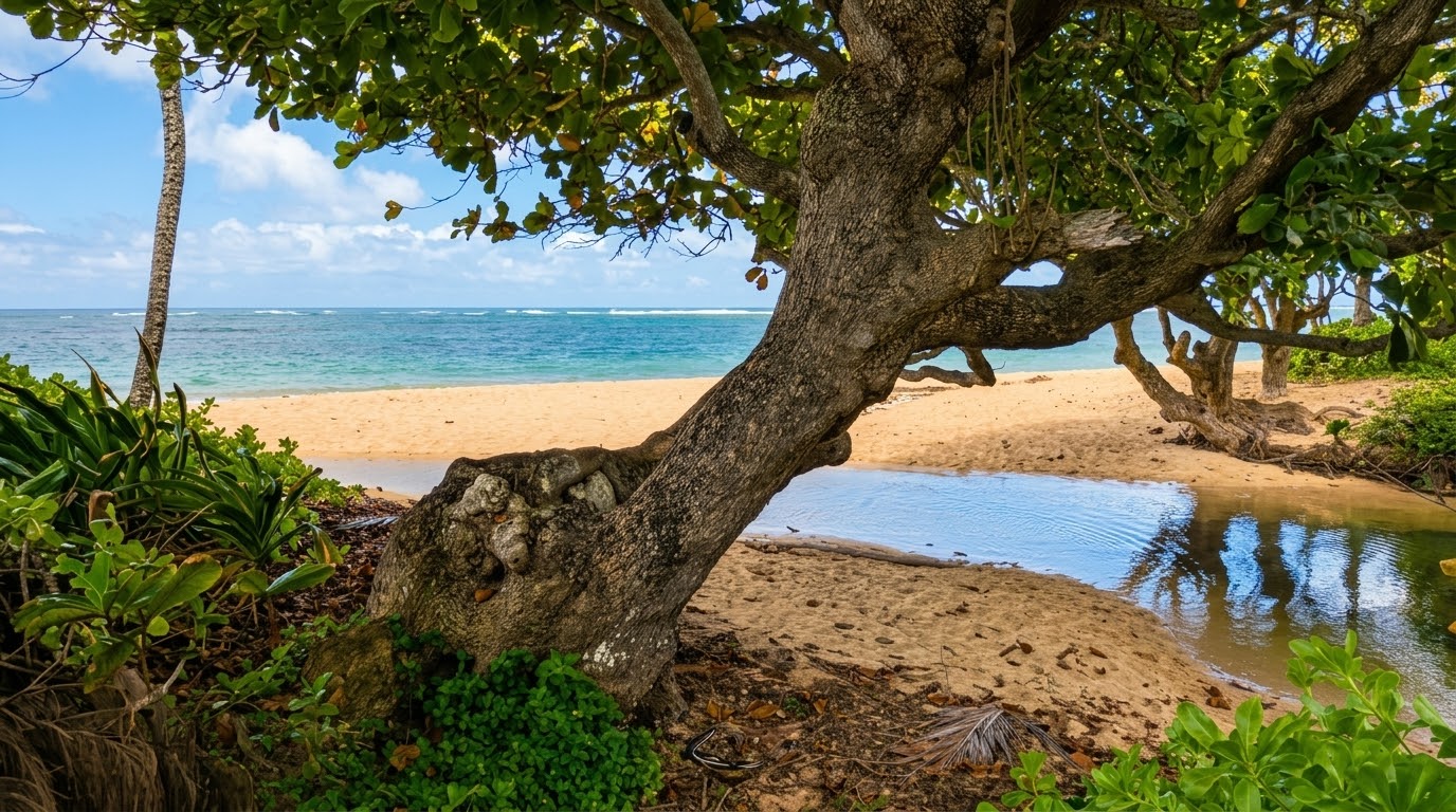 Nearby Beach | Shoreline varies by tides and seasons.