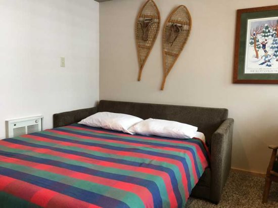 Sleeper sofa: Full-size bed.